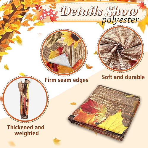 Miniatura 3 de Fondo de fotos de otoño de 7 x 5 pies, patrón de madera de hojas de arce, fondo de calabaza para fotografía de amigos, decoración de fiesta,