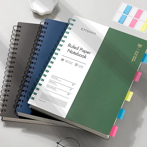 Miniatura 6 de EMSHOI Cuaderno de espiral B5 con rayas universitarias, tamaño grande de 7.48 x 10.15 pulgadas, 300 páginas150 hojas, papel grueso de 3.53 ozm, tapa