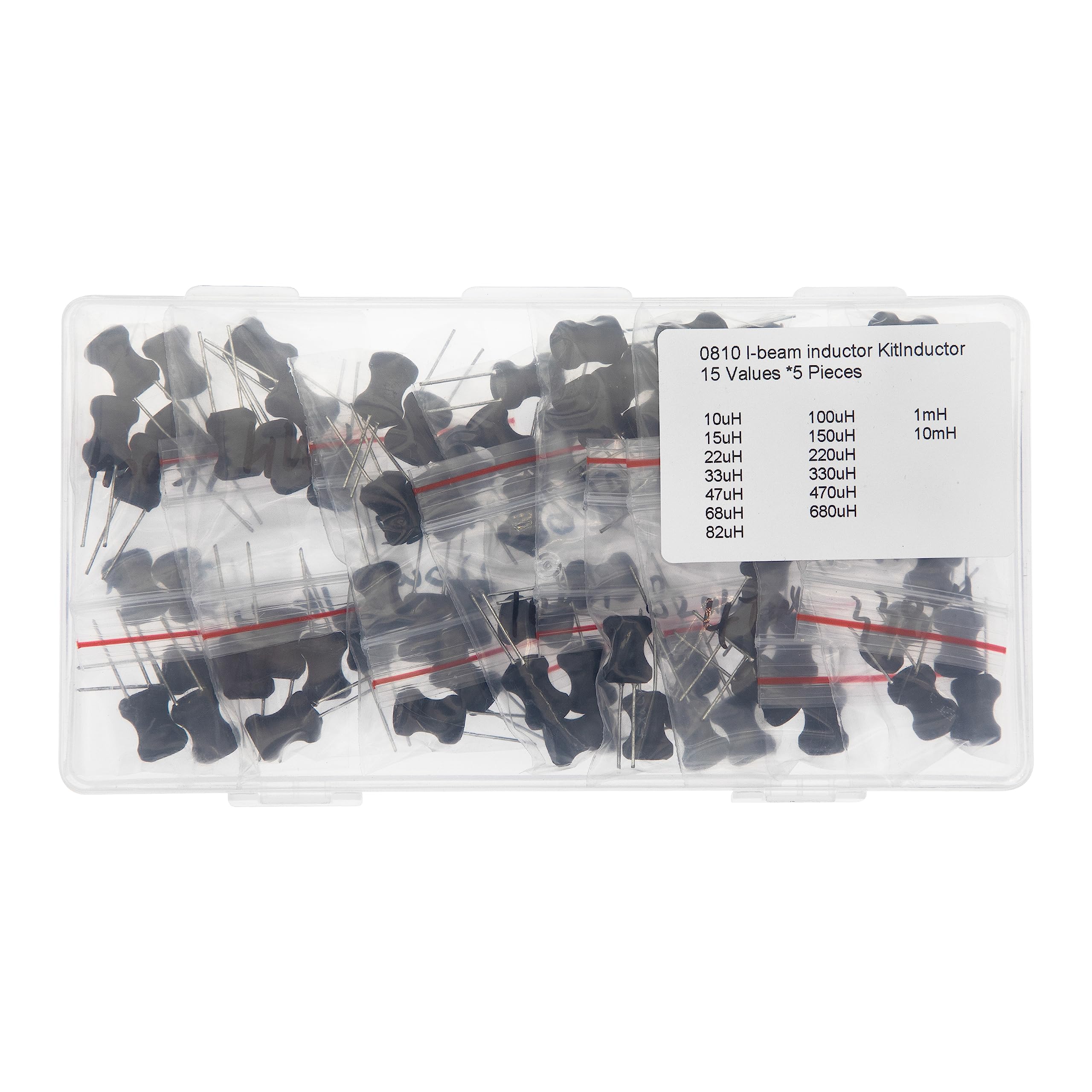 15 Valores * 5 Piezas 0810 Kit de inductor de haz en I 10uH 15uH 22uH 33uH 47uH 68uH 82uH 100uH 150uH 220uH 330uH 470uH 680uH 1mH 10mH