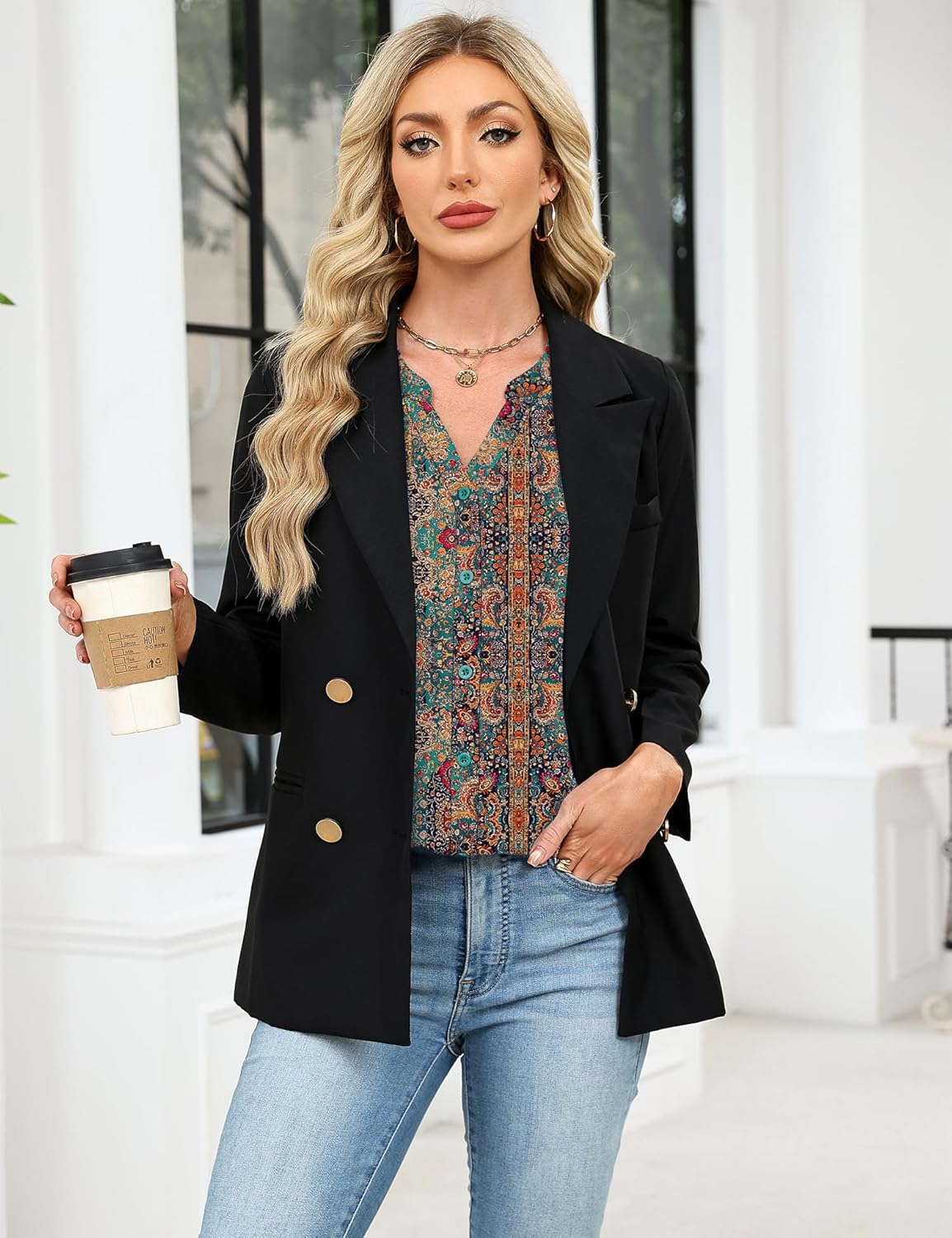LOMON Button Down Shirts for Women 3/4 Length Sleeve Business Casual Blouses 2026 Summer Tops - Image 6