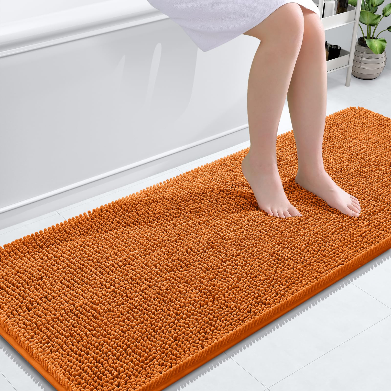OLANLY Bathroom Runner Rugs 59x24, Extra Soft Absorbent Chenille Bath Rugs | Clay, Quick-Drying Rubber Backing, Machine Washable Long Bath Mat for Bathroom Floor, Tub and Shower, Home Decor Accessories