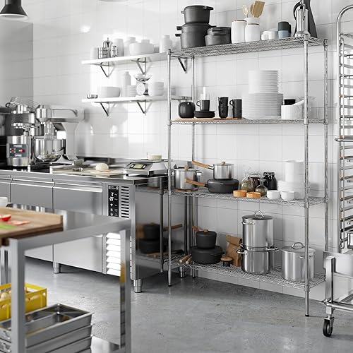 Miniatura 4 de Kit de estantería de alambre cromado de 4 niveles de 14 pulgadas de profundidad x 48 pulgadas de ancho x 74 pulgadas de alto  Unidad de estante de