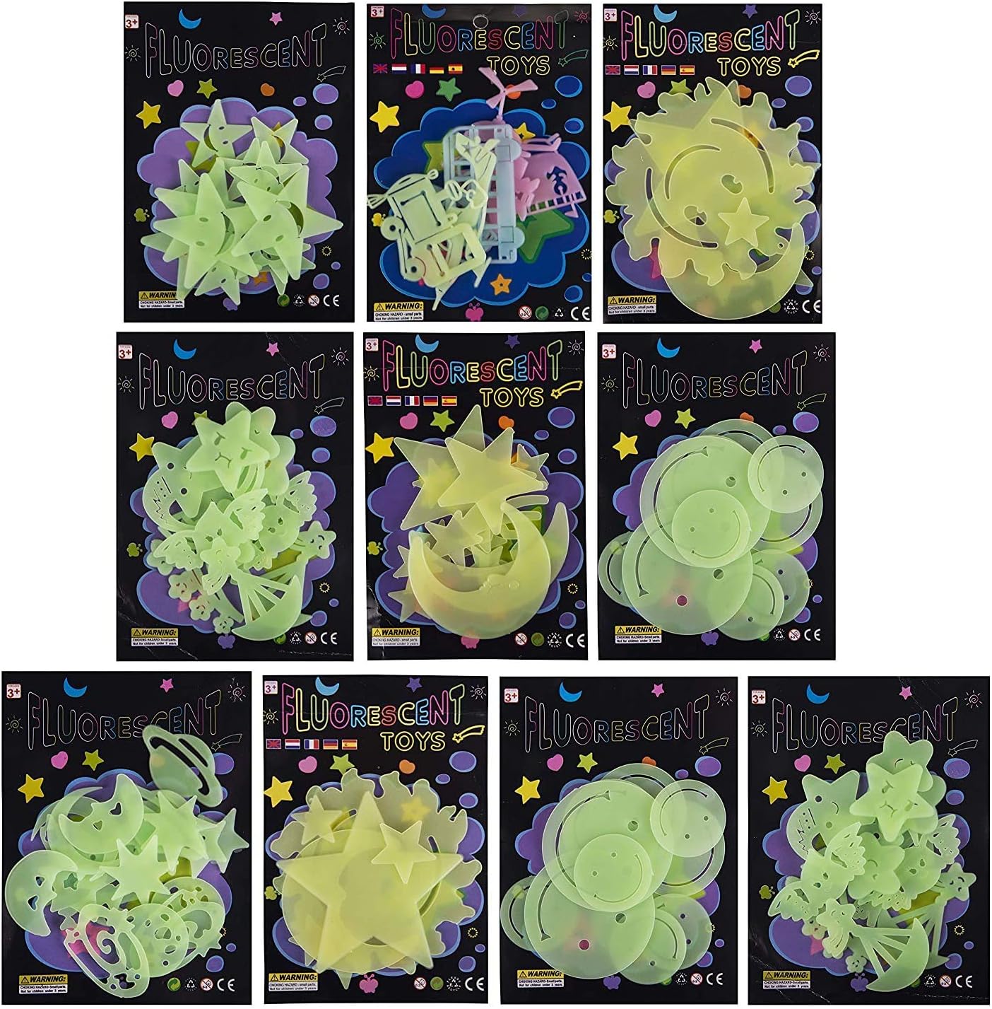 Dark Radium Wall Self-Adhesive Stickers For Kids Bedroom, Room Ceiling And Wall Decals (Set Of 10), 12.7 Cms