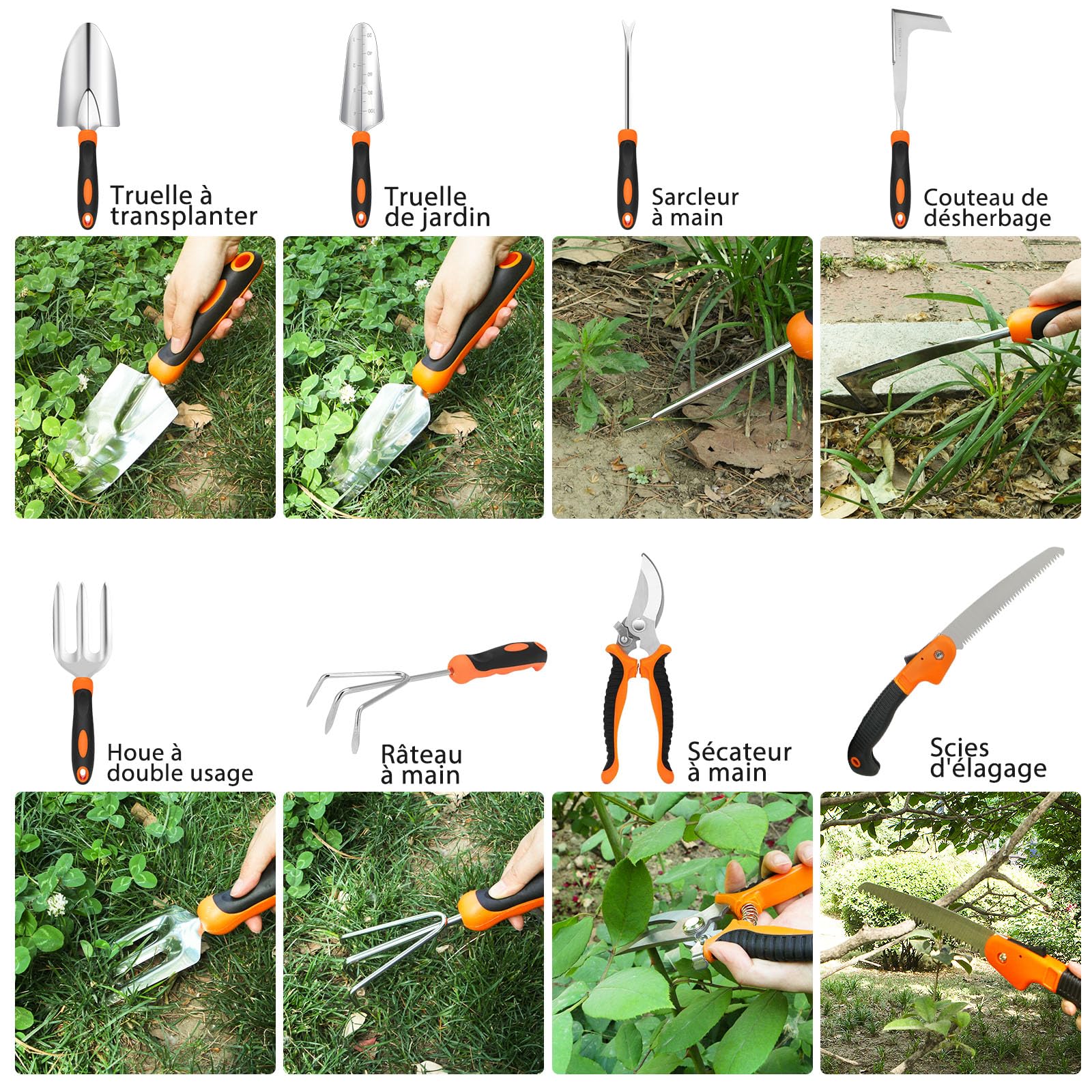 Outils Jardinage, 10 Piezas Lourdeur Outillage de Jardin, Outils de Jardin Jardinage Outillage, Cadeaux pour Femmes et Hommes