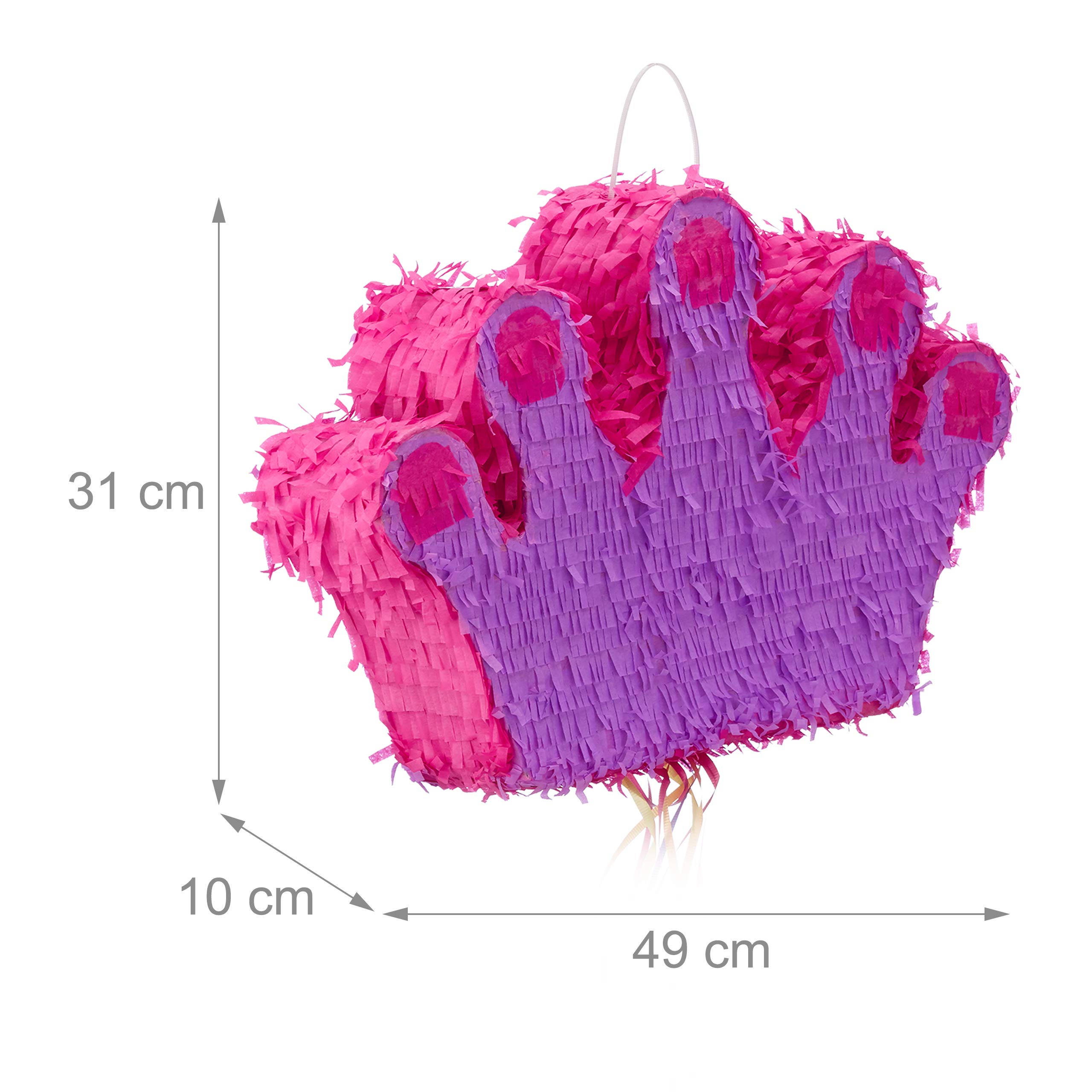 4x Pignatte Corona da Riempire, Set Pentolacce per Feste Compleanno Bambino, Da Rompere, Lilla-Fucsia