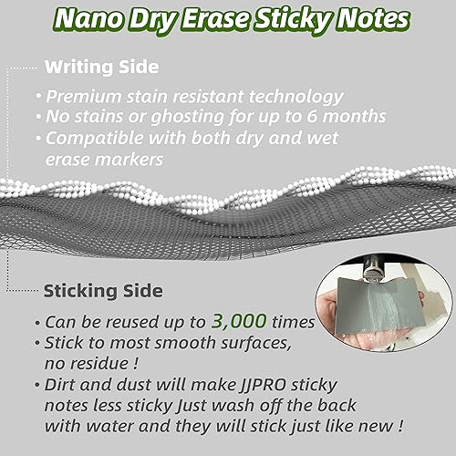 Miniatura 18 de Notas adhesivas de borrado en seco. Calcomanías reutilizables para pizarra blanca de 4 x 4 pulgadas, paquete de 8. Adecuado para todas