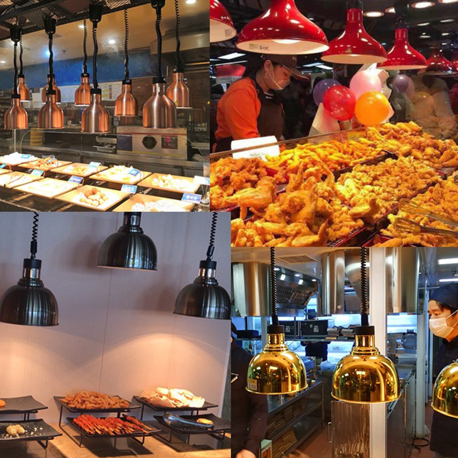 Buffet Lebensmittel Wärmelampe Speisenwärmer, Edelstahl-Pendelleuchten für Restaurants, Systemgastronomie Ausrüstung, Multifunktion, Ideal für Pommes Frites und Brathähnchen