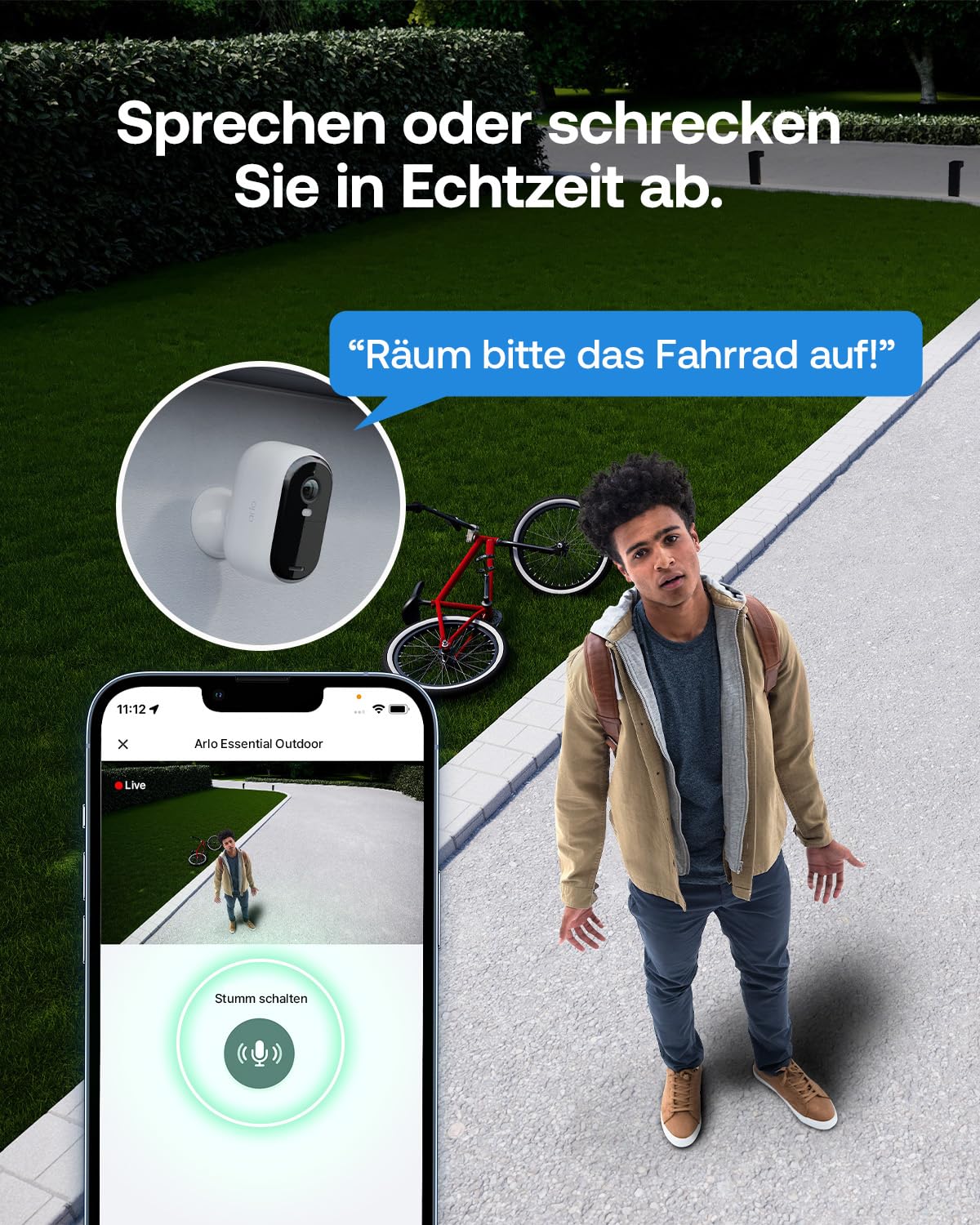 Arlo Essential 3 HD Akku Überwachungskamera Aussen WLAN, Kabellos, 1080p Video, Farbnachtsicht, Licht, Bewegungsmelder, Sirene, 2-Wege Audio, Smart Home Secure Plan Testzeitraum, 2er Set
