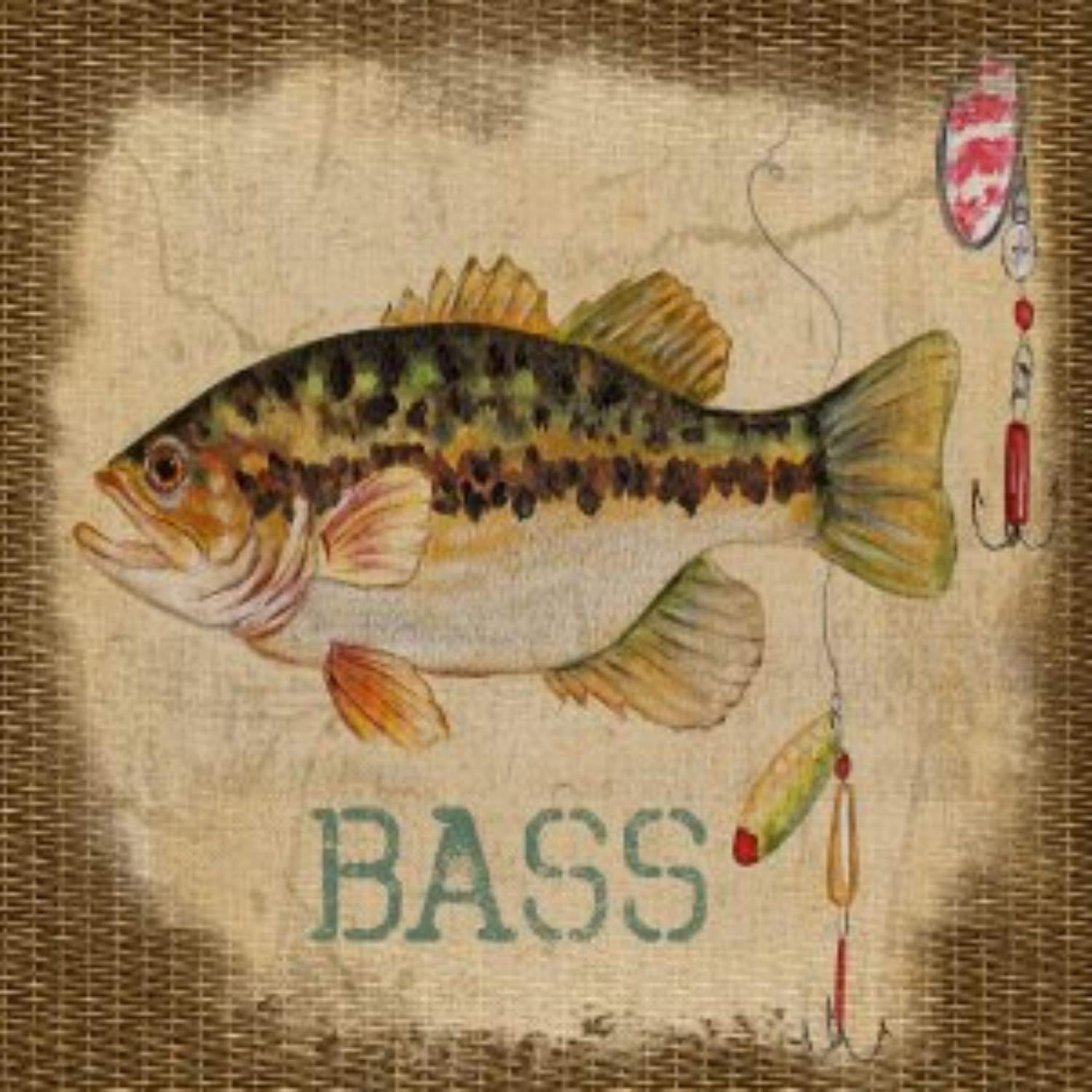 Brown and Beige Bass Outdoor Canvas Square Wall Art Decor 24" x 24"