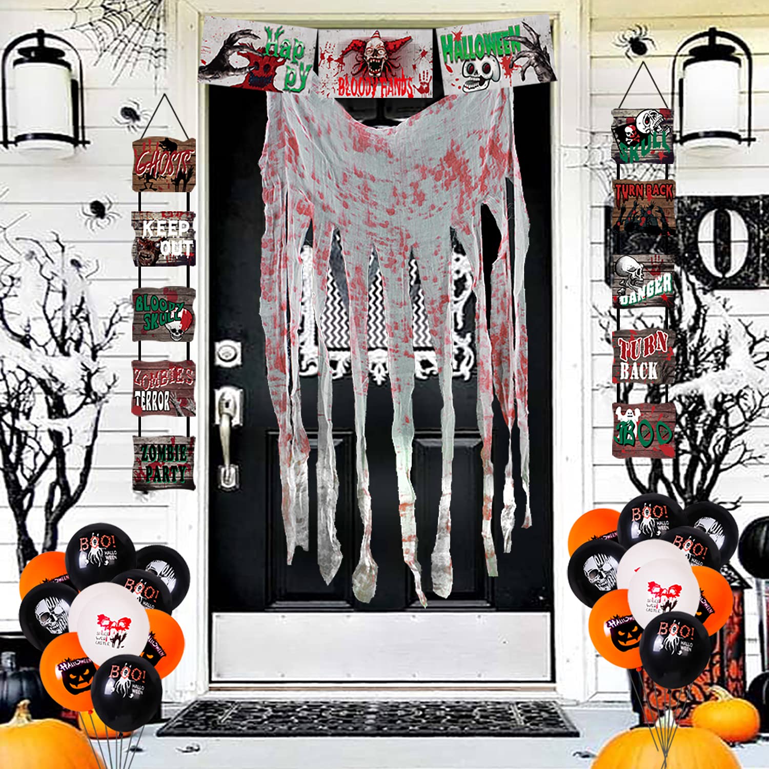 Buy Halloween Decorations Outdoor, Halloween Door Cover Decor y Hanging Bloody Cloth Halloween