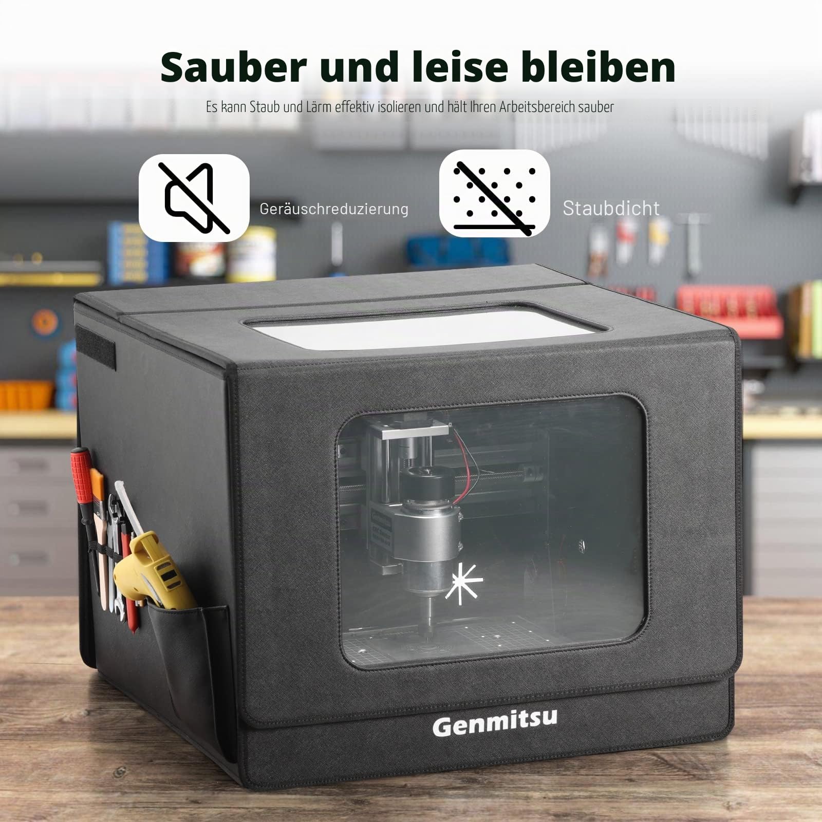 Genmitsu 3020-PRO Ultra CNC-Fräsmaschine+ KABA Fold CNC-Gehäuse, 710-W-Spindel für Metall, Holz, 60-mm-Schrittmotor, Eingebauter Motherboard-Lüfter