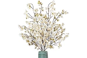 4 Pcs Artificial Cherry Blossom Flower Branches: Real Touch Bouquet for Home Decor