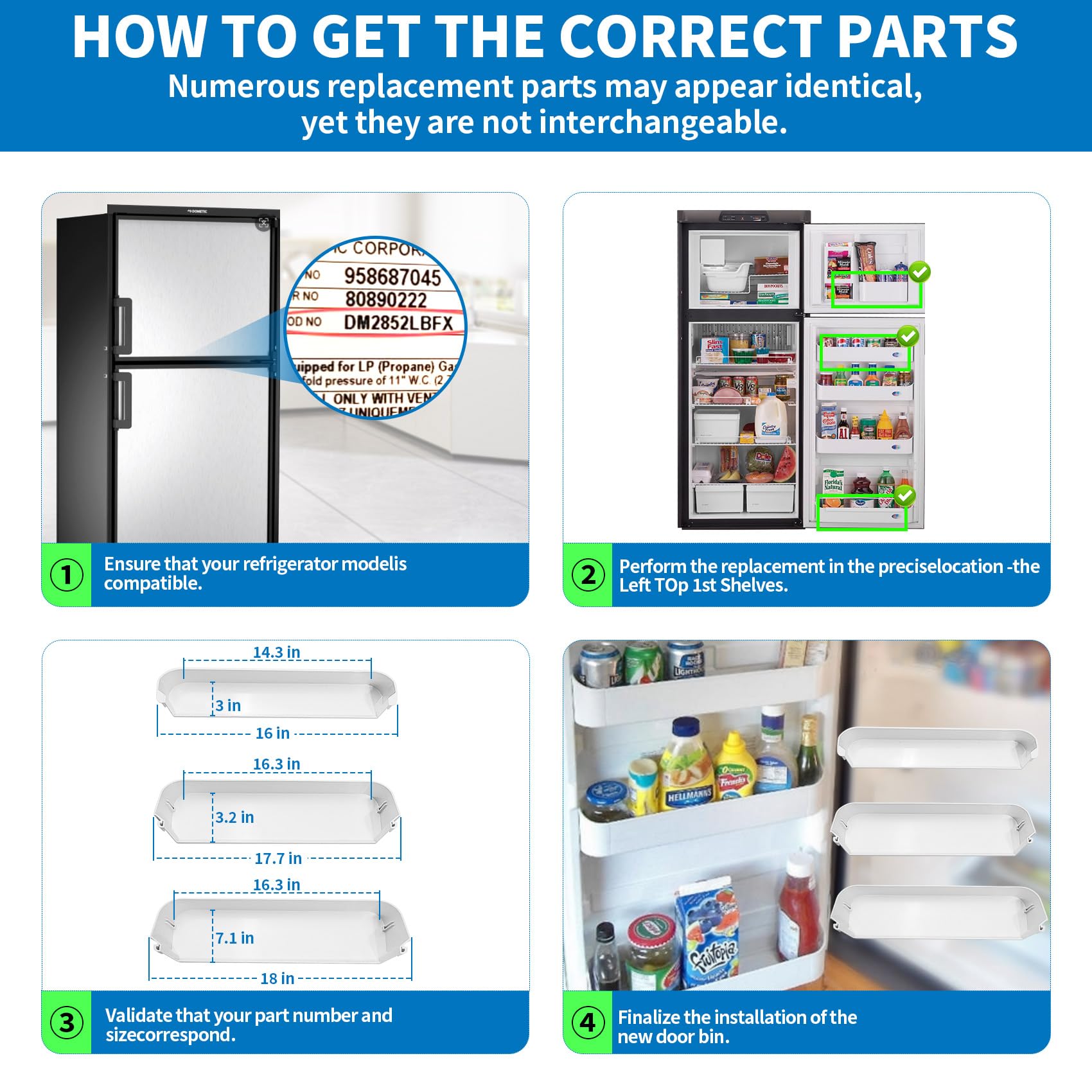 Amazon.com: 29325760166 RV Refrigerator Door Shelf Kit Compatible