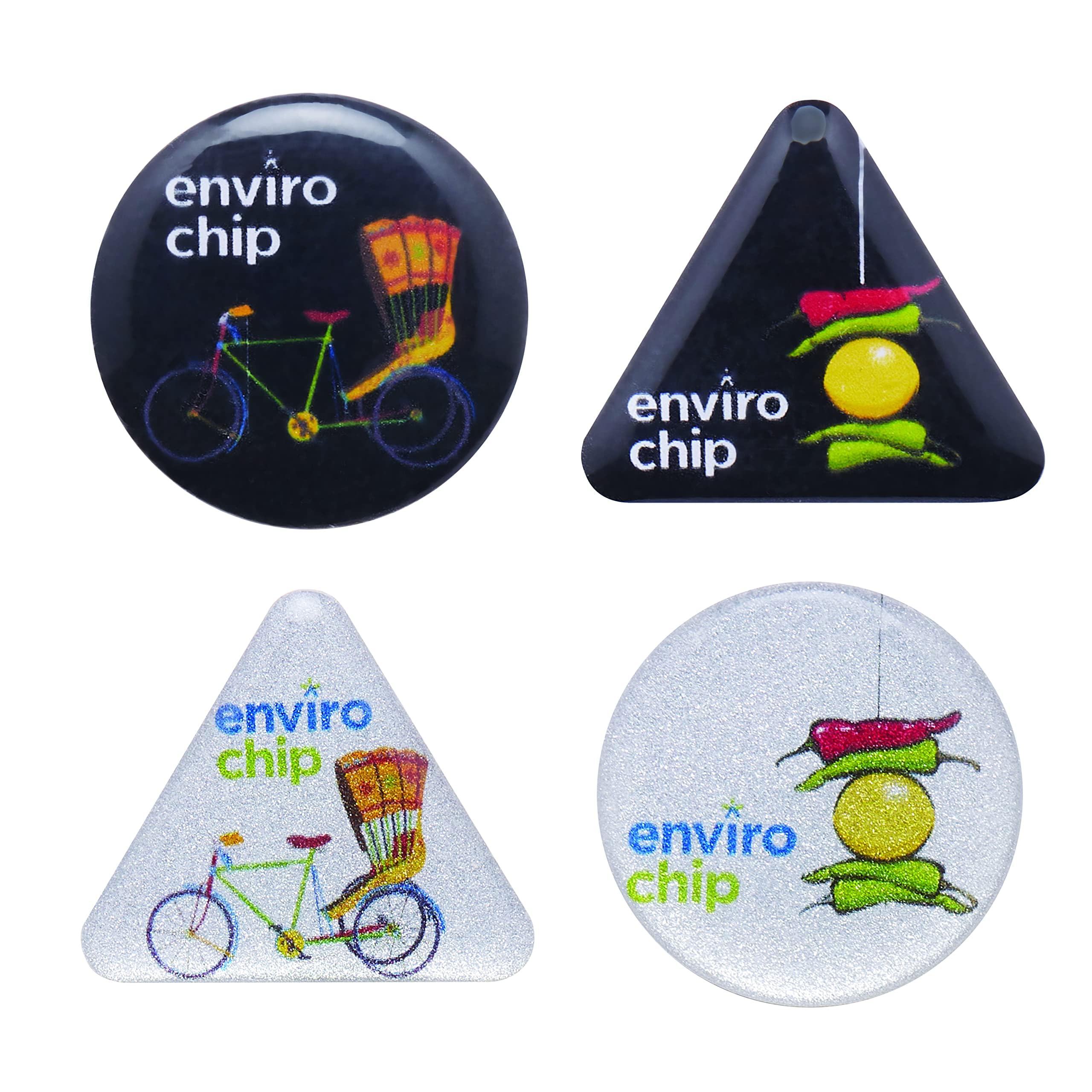 Envirochip - for Mobile Phone | Clinically Tested | Reduces Stress | Improves Heart and Brain Health | Kitsch Design Family Pack of 4