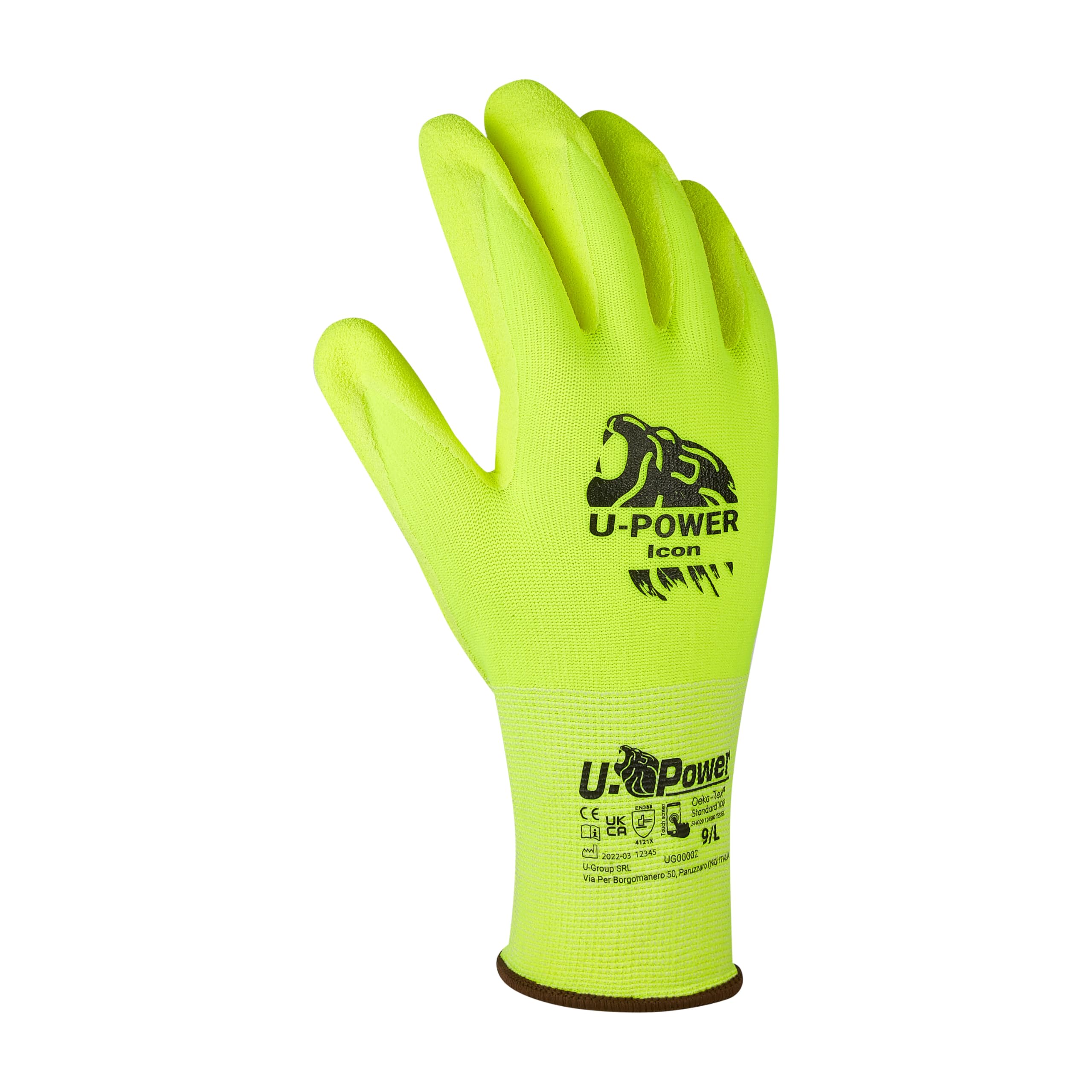 U Power Icon, Guantes de Trabajo Contra Riesgos Mecánicos y Térmicos con Forro de Nylon Spandex, Recubrimiento de Nitrilo. Paquete de 12 pares (talla 11)