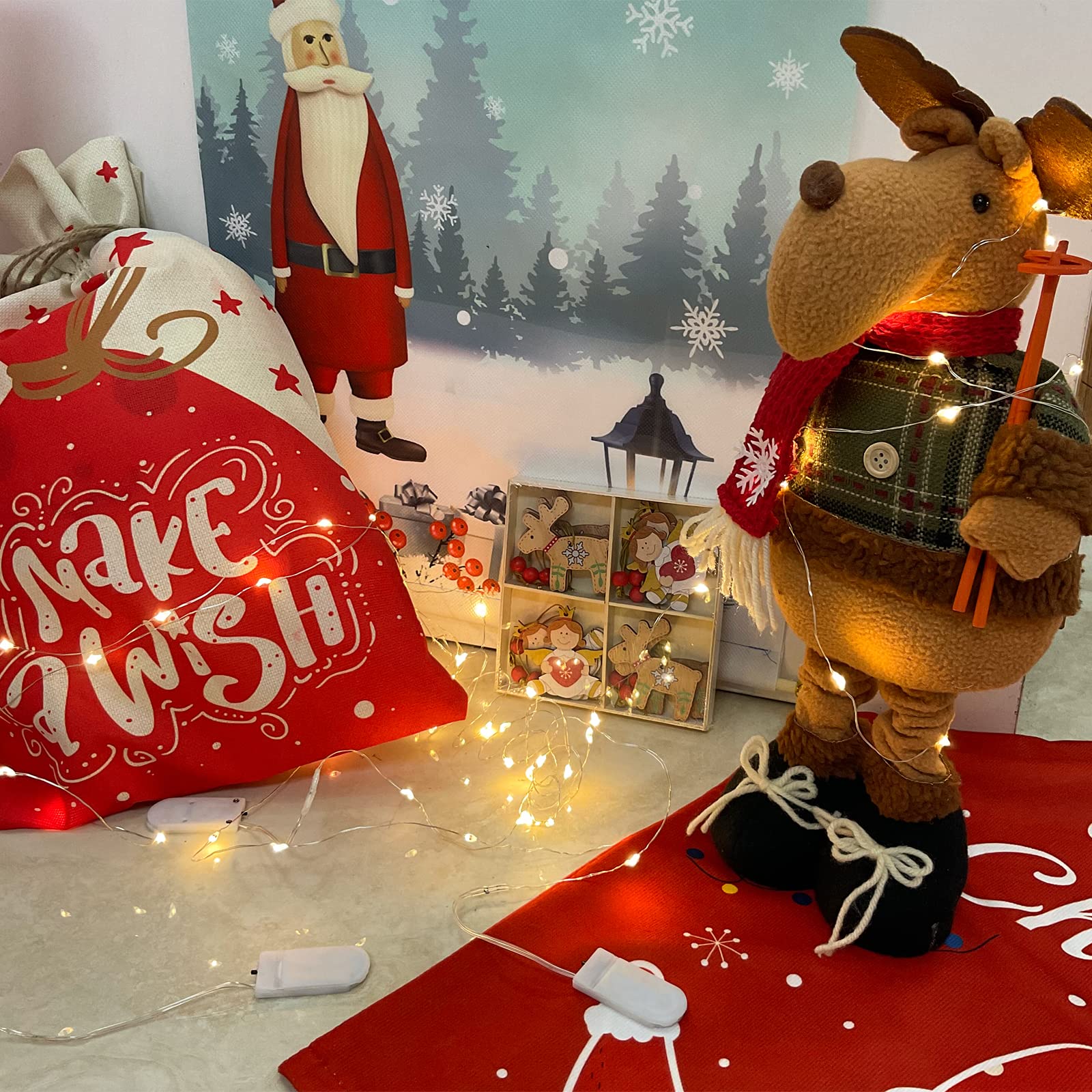 Etinga Batteriebetriebene Lichterkette, 12 Stück, 10 LEDs auf silbernem Kupferdraht, 10 Stück, hohe Helligkeit, für Hochzeitsgeschenkbox, Weihnachtsblumen-Dekoration, Paket