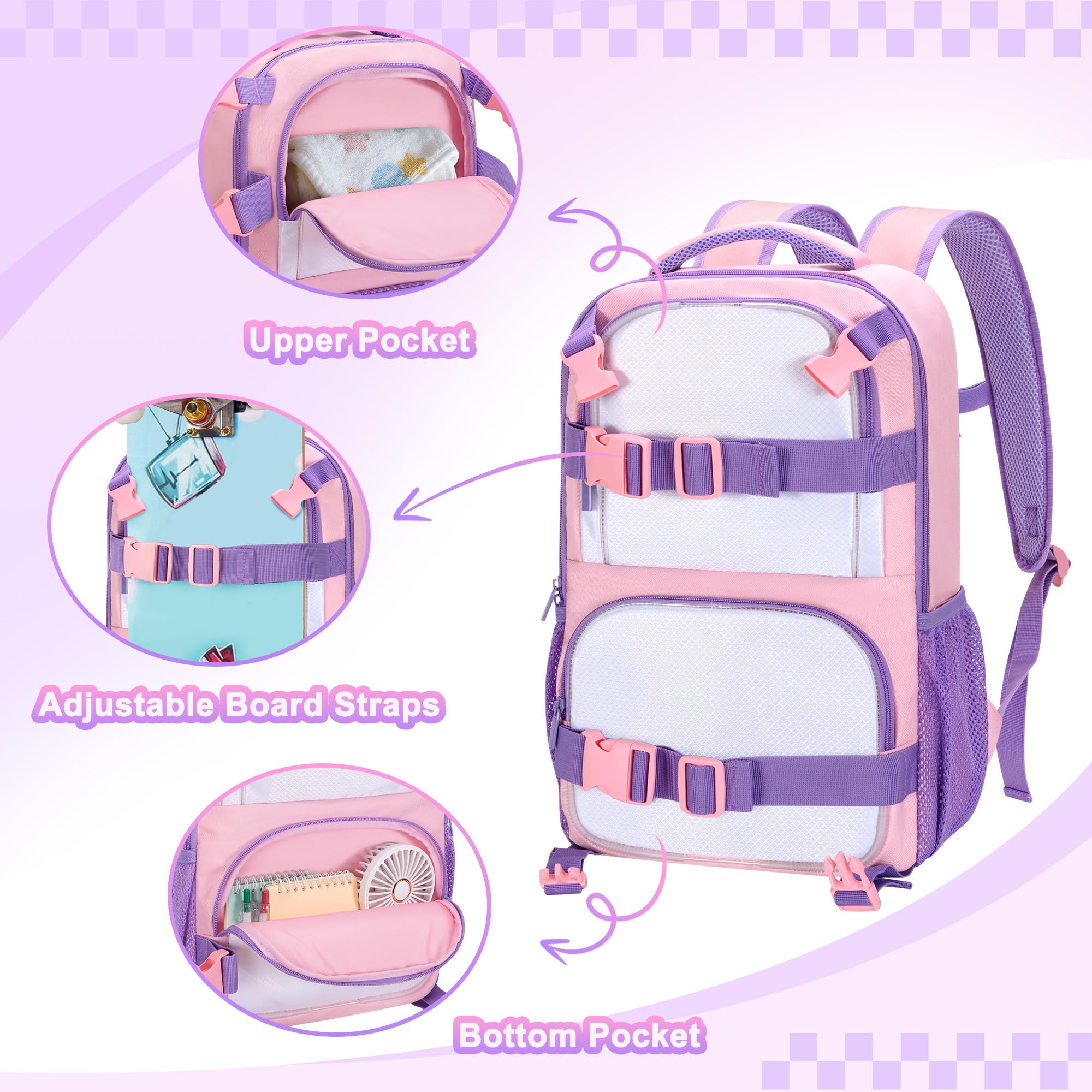 GOBUROS Sac à Dos de Skateboard avec Sangles et Porte-Casque | Sacoche de Planches à Roulettes avec Plusieurs Poches pour Le Sport