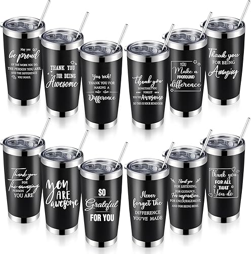 Norme Taza de 20 onzas con aislamiento de acero inoxidable con tapa para compañeros de trabajo con tapa para mujeres, empleados voluntarios,