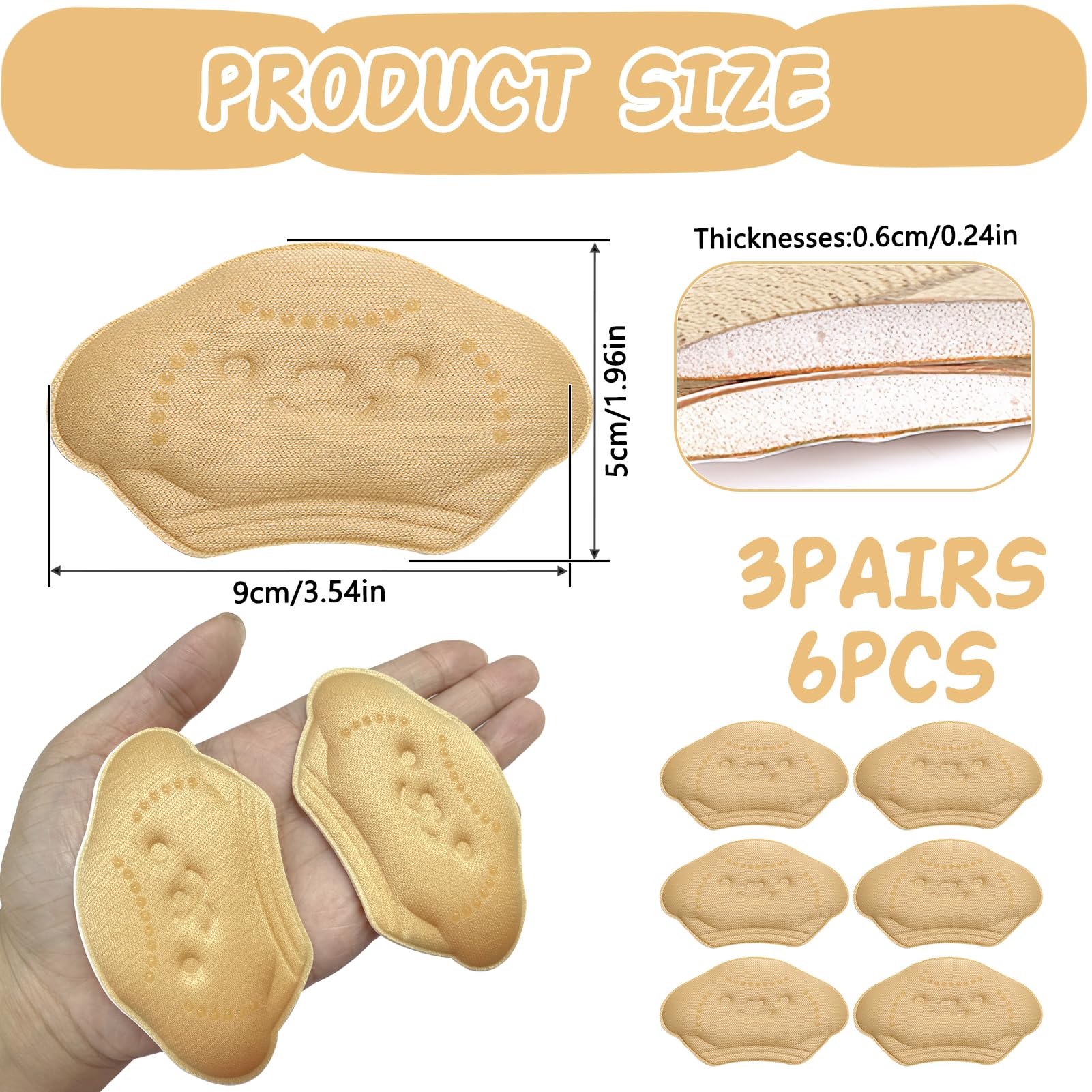 Taloneras para Zapatos de Niños, Set de 6 Unidades, Reduce el Tamaño de los Zapatos, Cómodas y Autoadhesivas, Ideal para un Ajuste Seguro y Confortable (6PCS)
