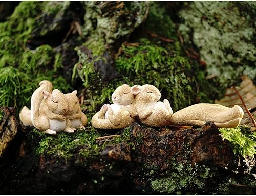 Miniatura 3 de Top Collection Estatua miniatura de jardín de hadas y terrario, ardillas durmientes, 1.25 x 4.25 pulgadas