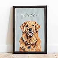 Custom Watercolor Pet Portrait - Personalized Up to 3 Pets, Memorial Halo, Framed Wall Art by PersonalizationLab