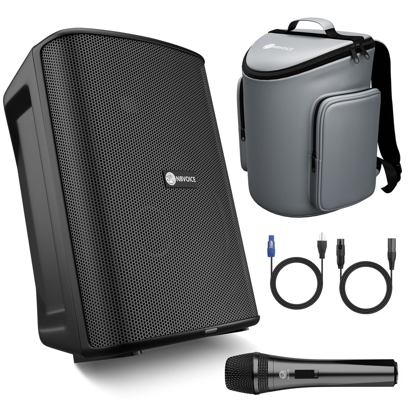 NBVOICE All-in-1 Portable Speaker System, Powerful Bass, 2-Way Powered 8