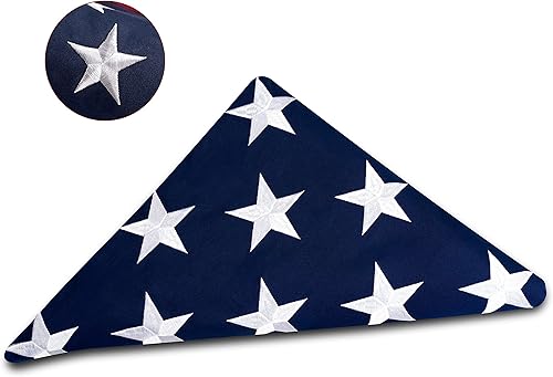 DANF - Bandera de Estados Unidos conmemorativa de 5 x 9.5 pies, 100% algodón resistente para veteranos, estrellas bordadas, rayas cosidas, ojales de