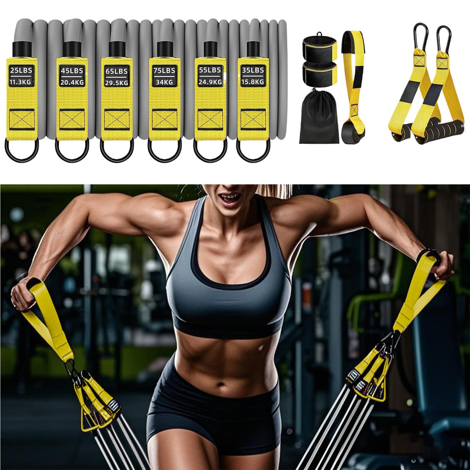 Fasce Elastiche Per Esercizi Attrezzo Fitness Resistente | Attrezzatura con Fasce Robusta e Portatile per Stretching, per Palestra, Casa e All'aperto, per Allenamento della e Pilates