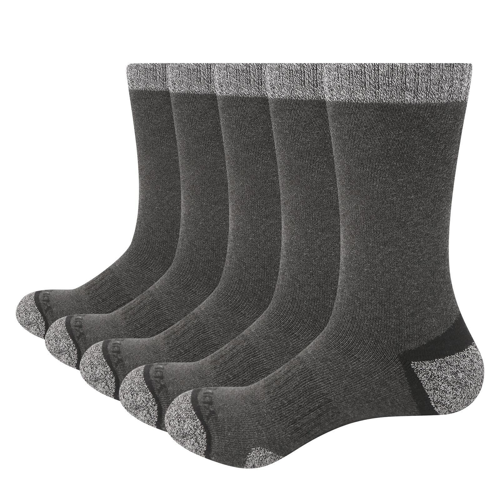 UKKO Calcetines de Hombre Hombres 5 Pares Negro Invierno Cómodo Grueso Cojín De Algodón Confort Calcetines Transpirables-1808Mix,L(Men 6.5-9.5 Us)