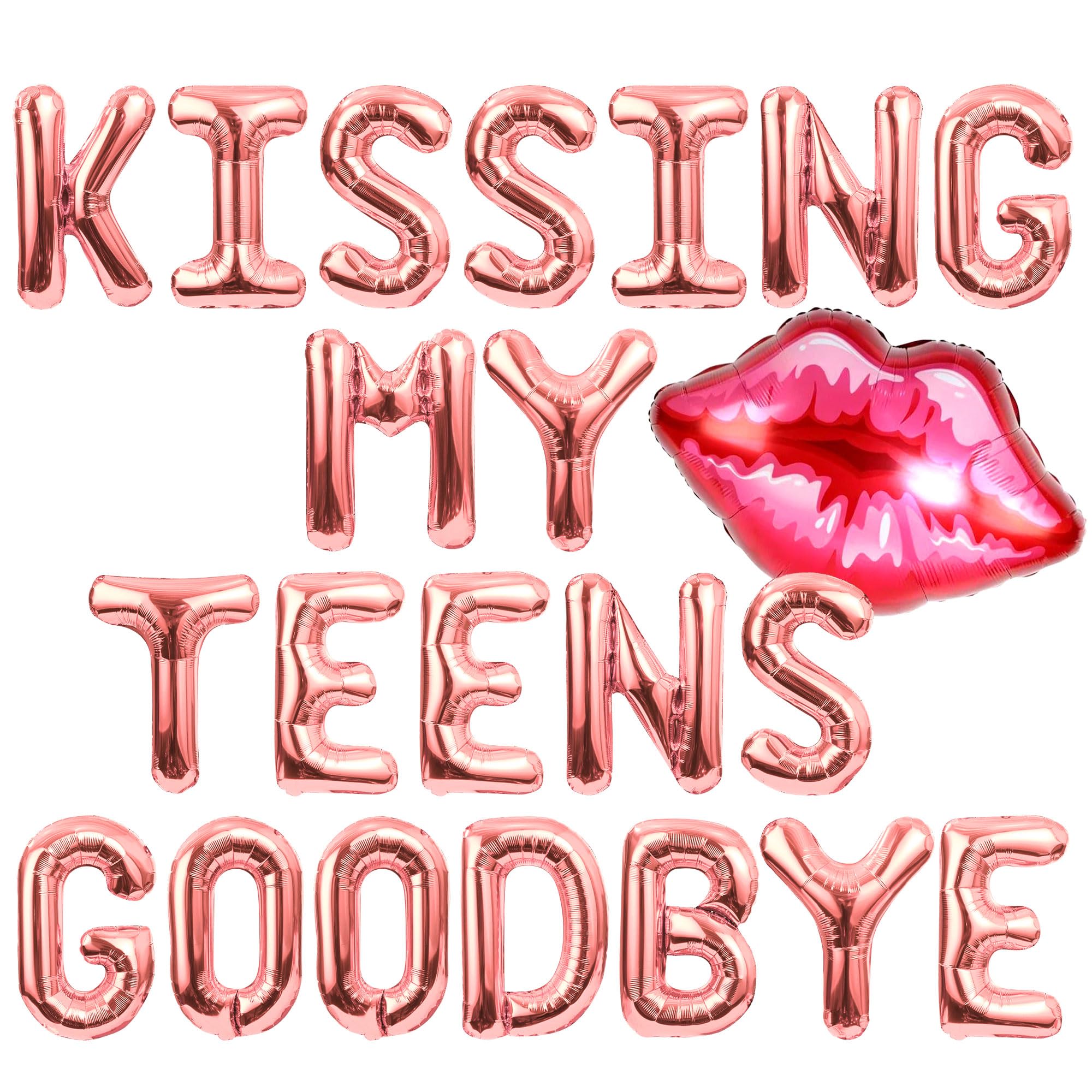 JeVenis Kissing My Teens Goodbye Balloon Banner Birthday Party Balloons 20th Birthday Party Decor Twenties Birthday Party Decorations