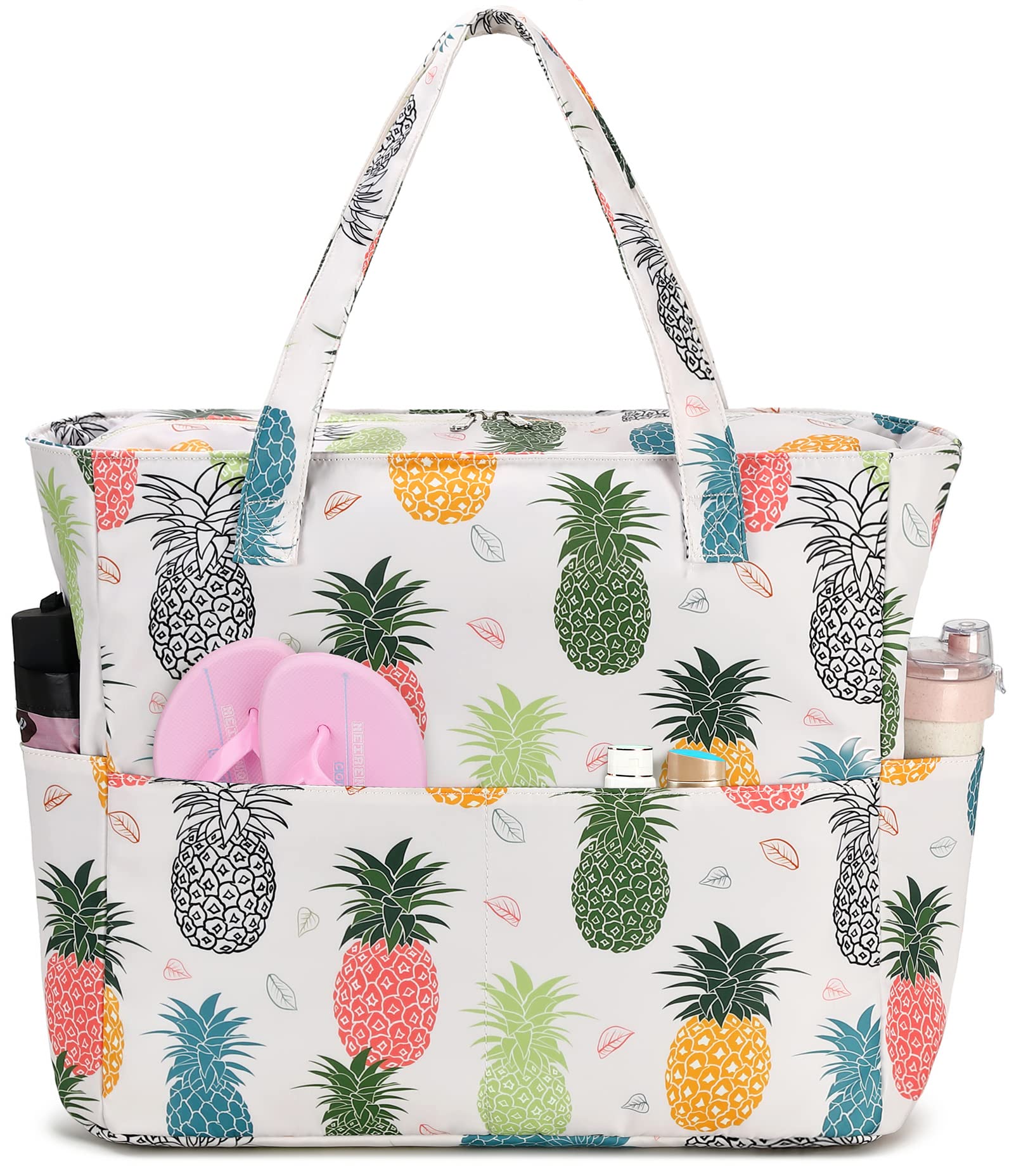Bolsas de playa impermeables extra grande con diseño de piña para mujer 8