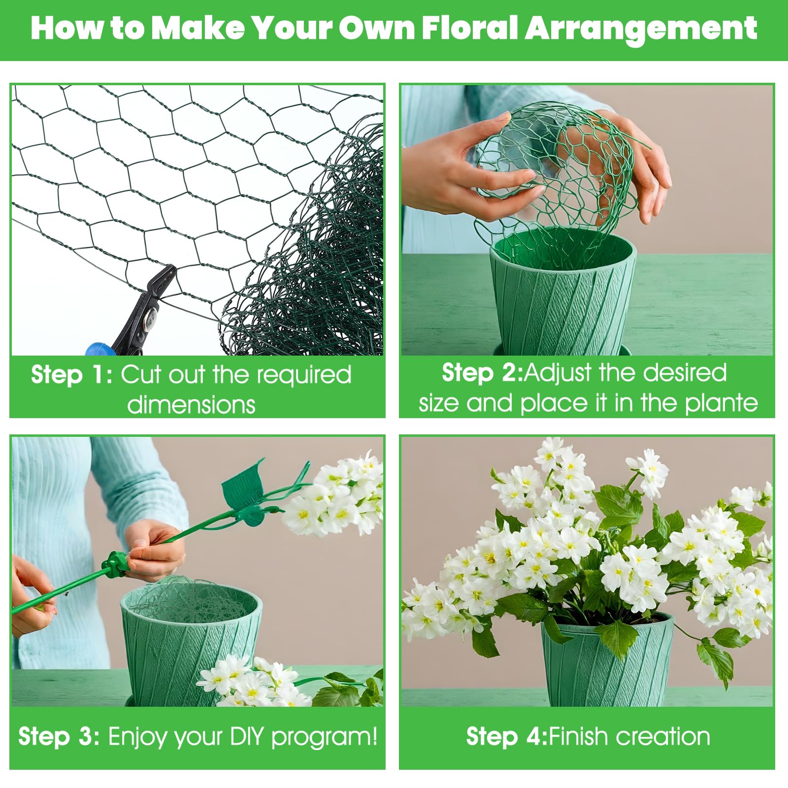 Chicken Wire for Floral Arrangements 3.94x118 Inch Mesh Netting - Image 3