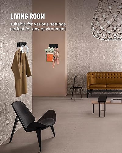 Miniatura 5 de Paquete de 2 ganchos de pared negros impermeables modernos, ganchos plegables para toallas para baños, ganchos para abrigos montados en la pared,