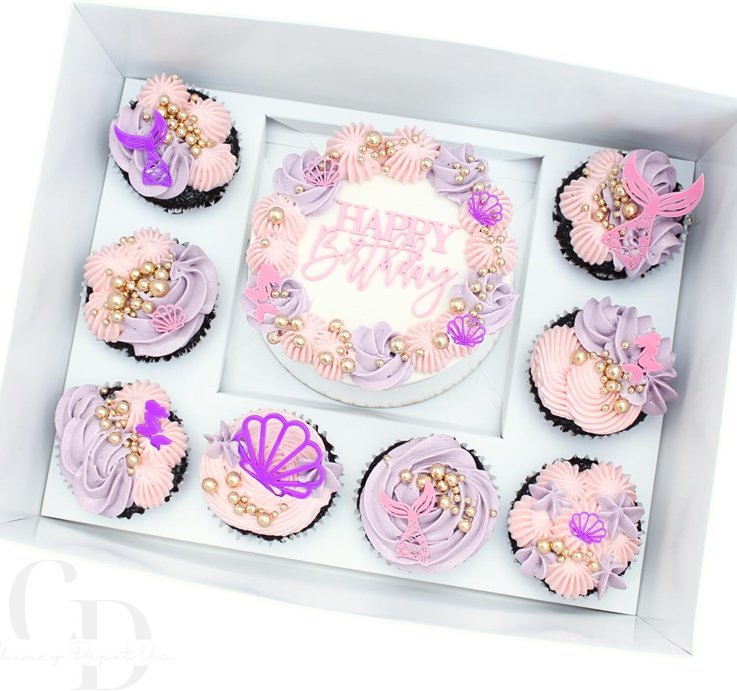 Bento Cake and Cupcake Box, 8 Cupcake Cavity, 1 4-5 Inch Cake Slot | 5 Pack