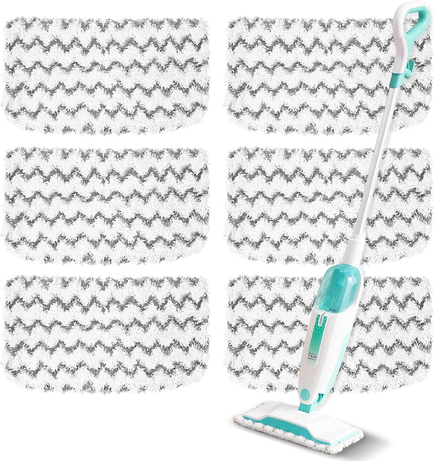 6 Pack Steam Mop Replacement Pads Compatible with Shark Steam Mops S1000/S1000A/S1000C/S1000WM/S1001C, Floor Steamer Pads Washable, Reusable Microfiber Cleaner Pads - Image 1 of 7