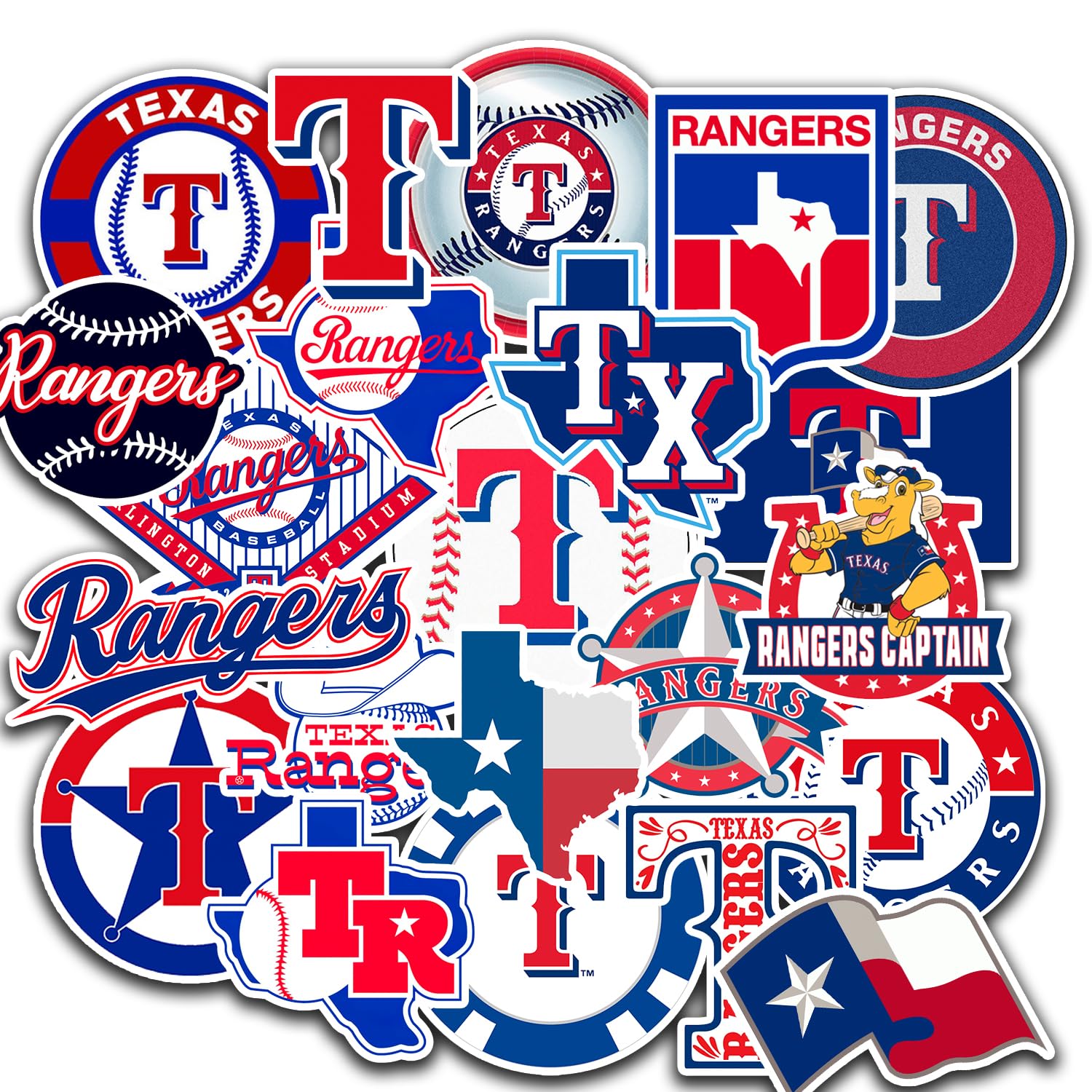 25 PCS Texas American Rangers Baseball Stickers for Water Bottle, Laptop, Bicycle, Computer, Motorcycle, Travel Case, Car Decal Decoration Sticker