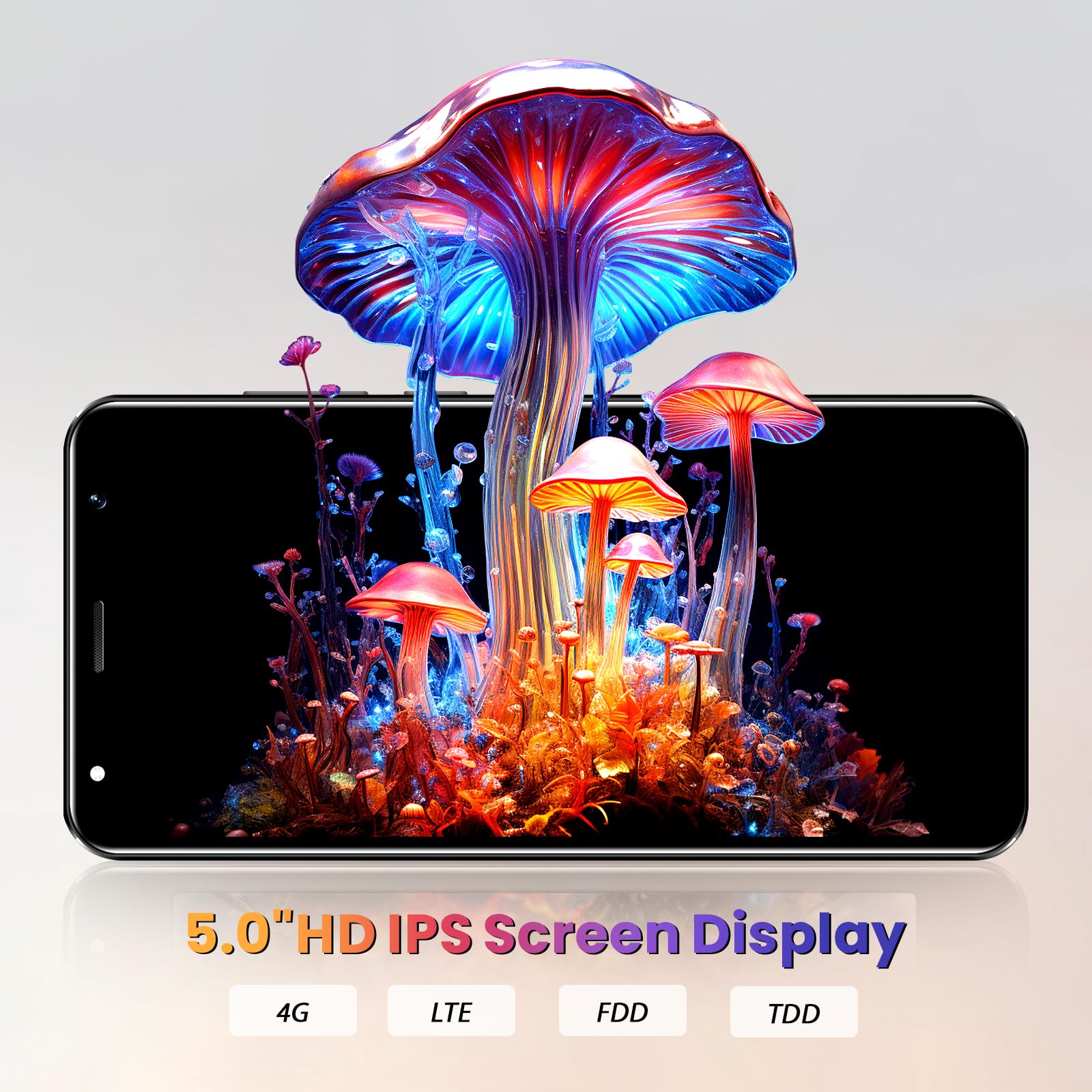 Téléphone sans contrat, réseau 4G téléphone Android, écran 5.0 ", 2gb RAM + 16gb ROM/TF 128gb, Double Sim, Double caméra, pour Les utilisateurs débutants