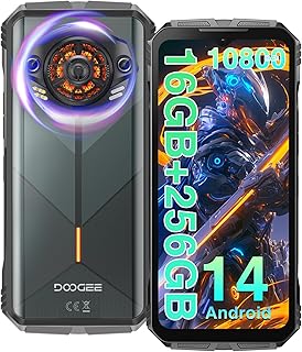 DOOGEE S Punk Telephone Portable Incassable Android 14, 16GB RAM+256GB ROM/TF 1TB, 10800 mAh 33 W, 126dB Haut-Parleur, 50M...