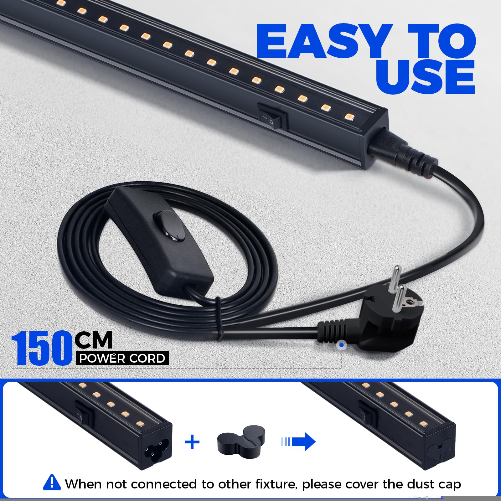 Barrina T5 Lampe Plante, 29cm, Connectable, Noir, Magnétique, LED Croissance, Interrupteur, Plug Play,Pack de 2