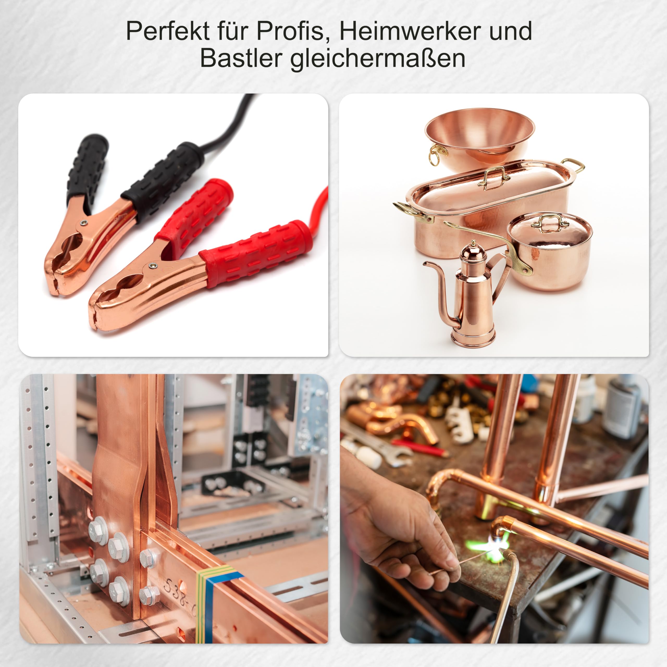 Metall Kupferplatte, 1 Stück Kupferflache Stangenplatte 254mm x 25mm x 6mm, 99.9% T2 Reiner Kupferblech für Bastelarbeiten, Elektrische Reparaturen und Verschiedene DIY