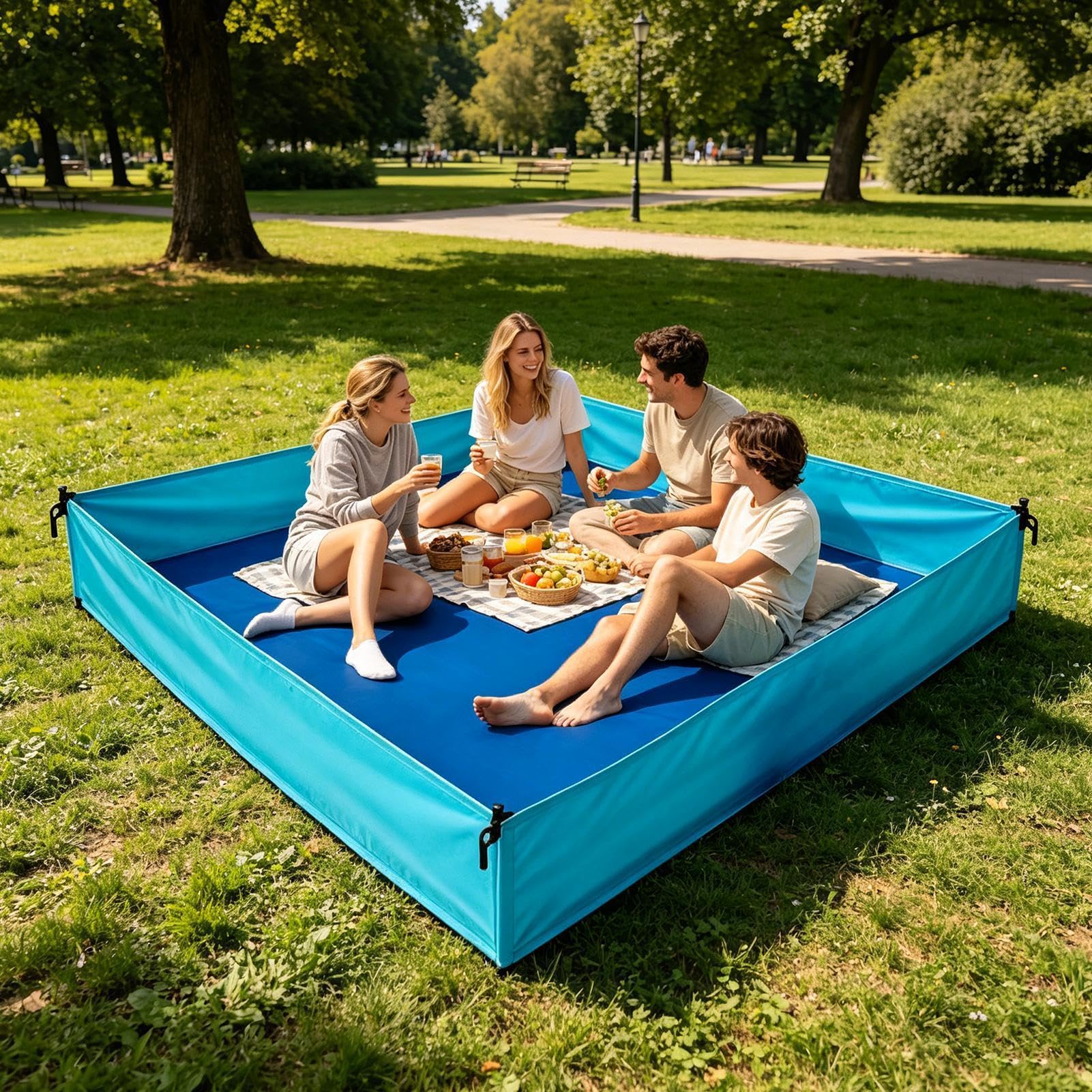 Duży plażowy 185x145x25 cm Składany Wiatroszczelny