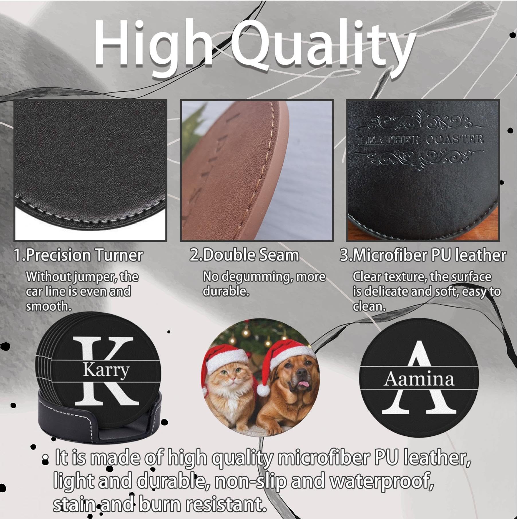 Set di 12 Sottobicchieri Personalizzati Sottobicchieri in Pelle Personalizzati per Bevande Aggiungi la tua Foto Testo Logo Tappetino Antiscivolo Personalizzato Portabicchieri per bar Caffè Cucina Casa