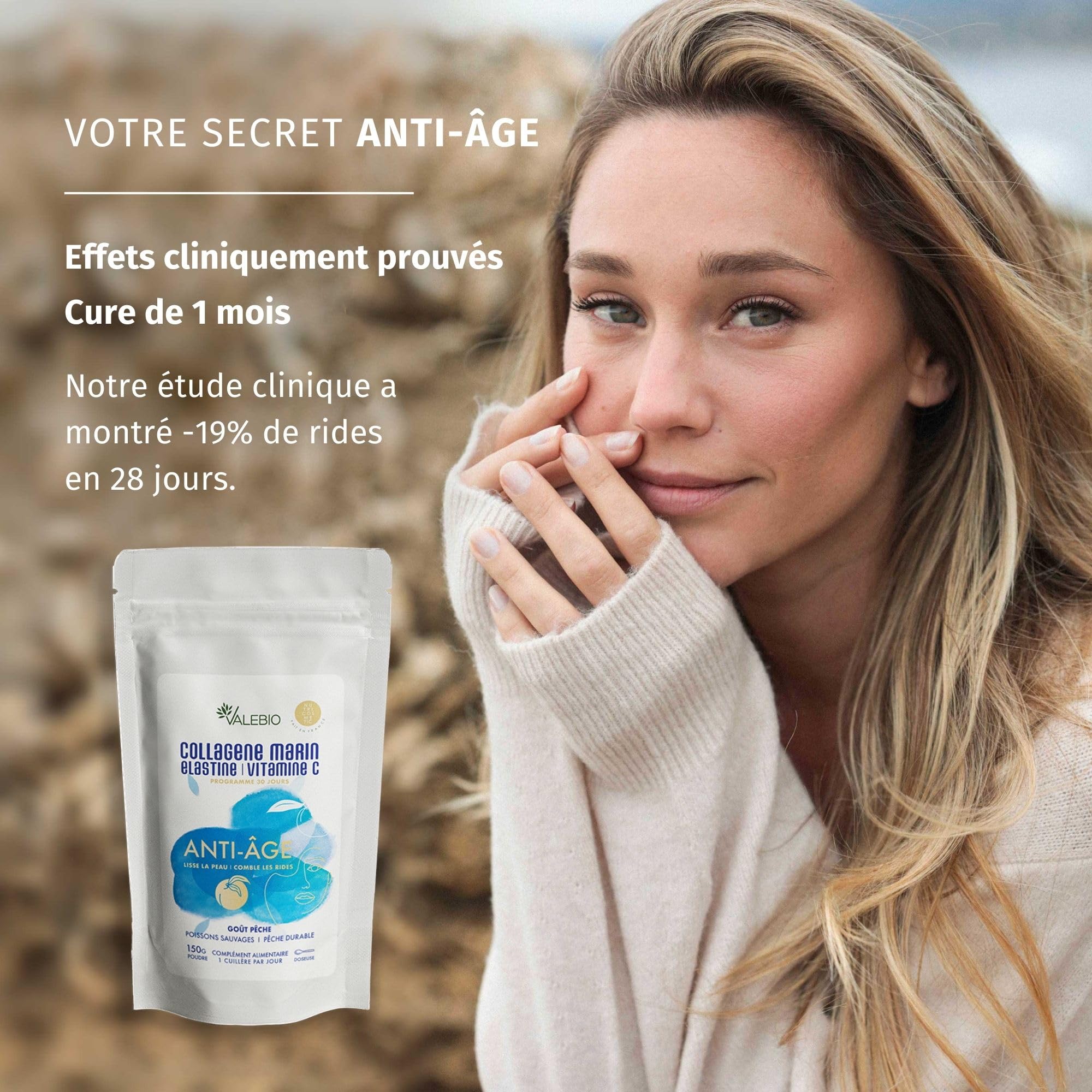Collagene marin et acide hyaluronique | Duo peau repulpée, hydratée et lissée | Anti-âge | Cure 1 mois | Fabriqué en France | Valebio