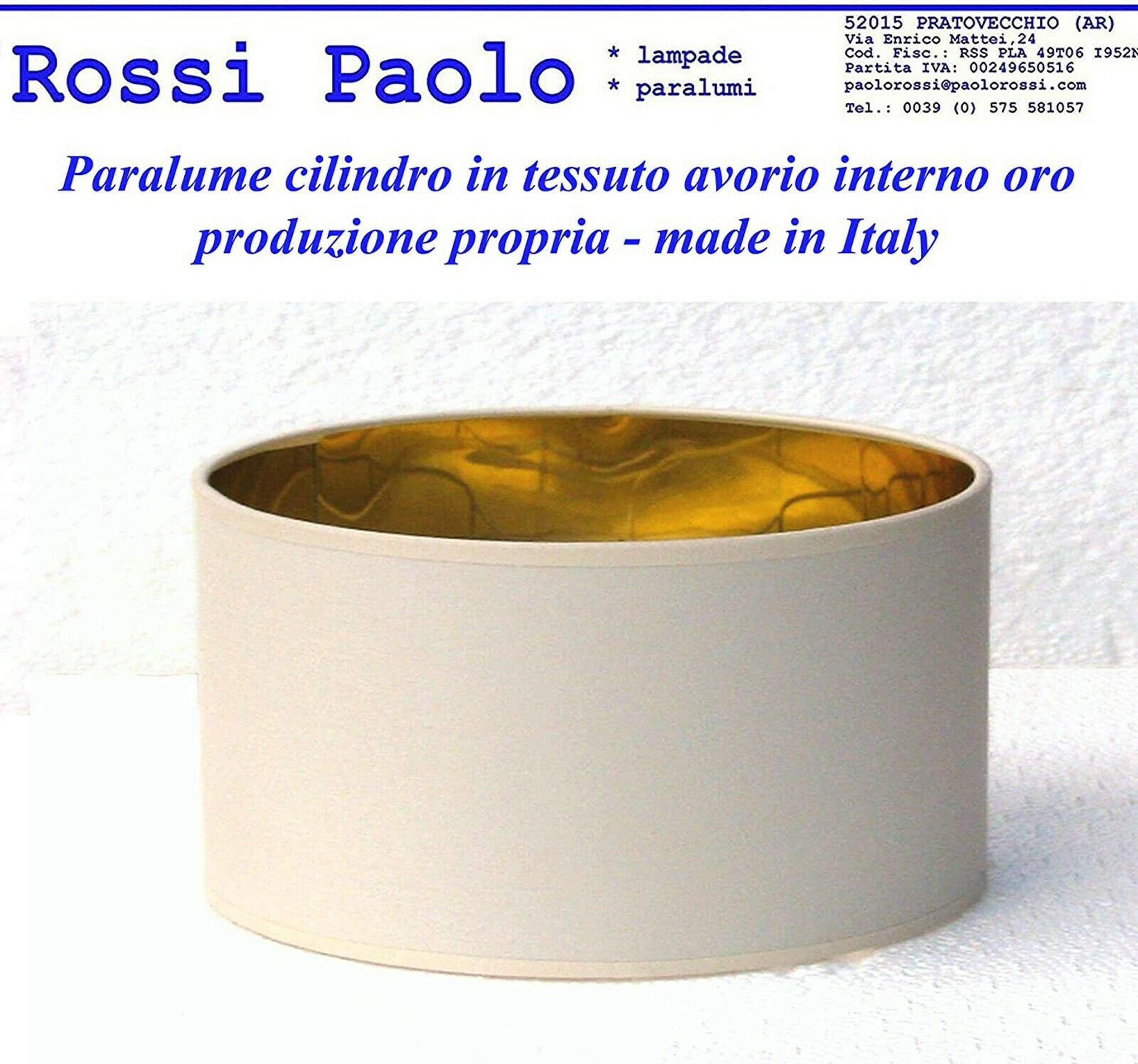 Paralume coprilampada in tessuto avorio con interno oro - produzione propria - made in Italy (Cilindro, cm 60)