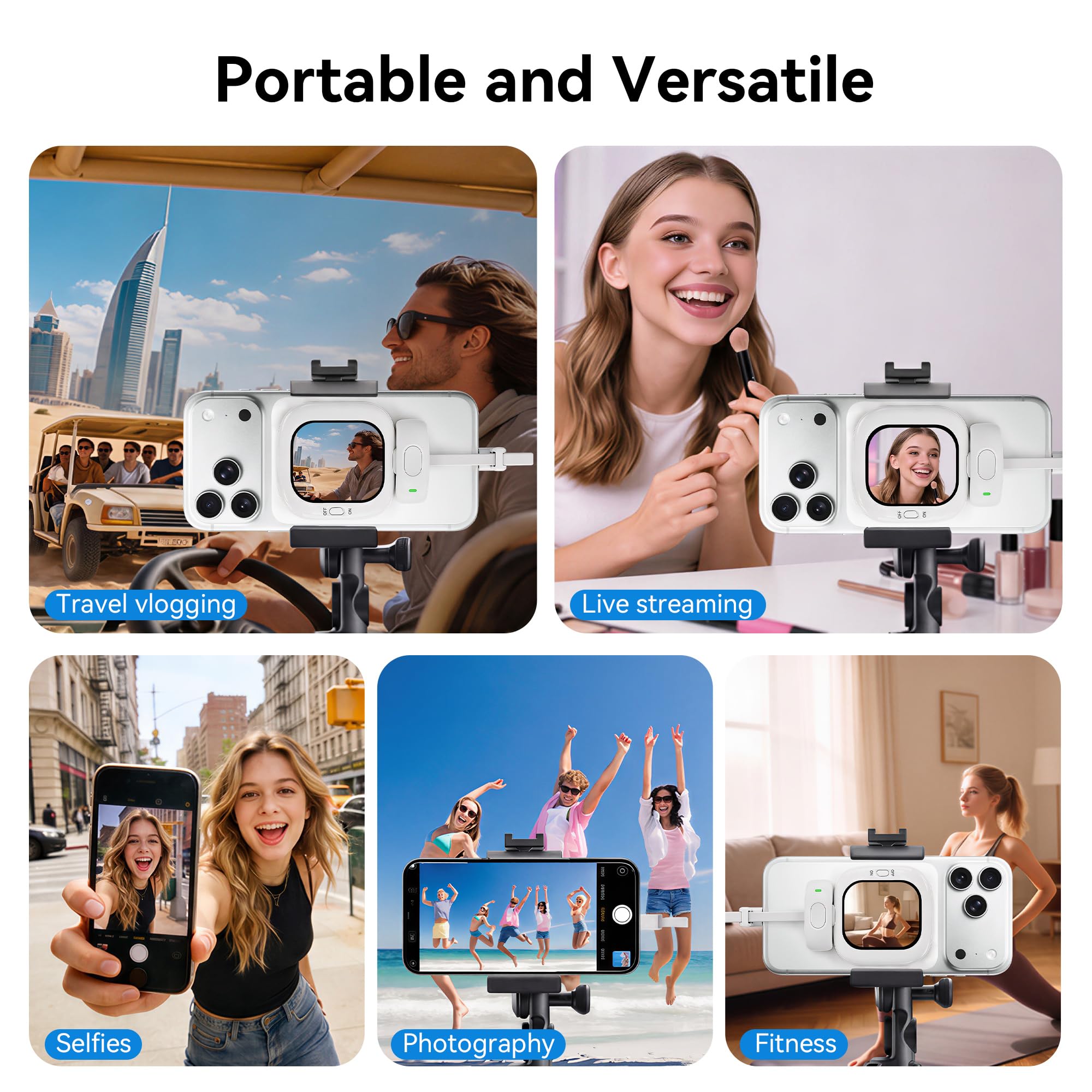 Founist Vlogmate Mini Vlog Selfie Monitor Bildschirm | Telefon Halter Clip Mount für Selfie,Vlog & Live, kompatibel mit iPhone Rückkamera, verzögerungsfrei, unterbrechungsfrei