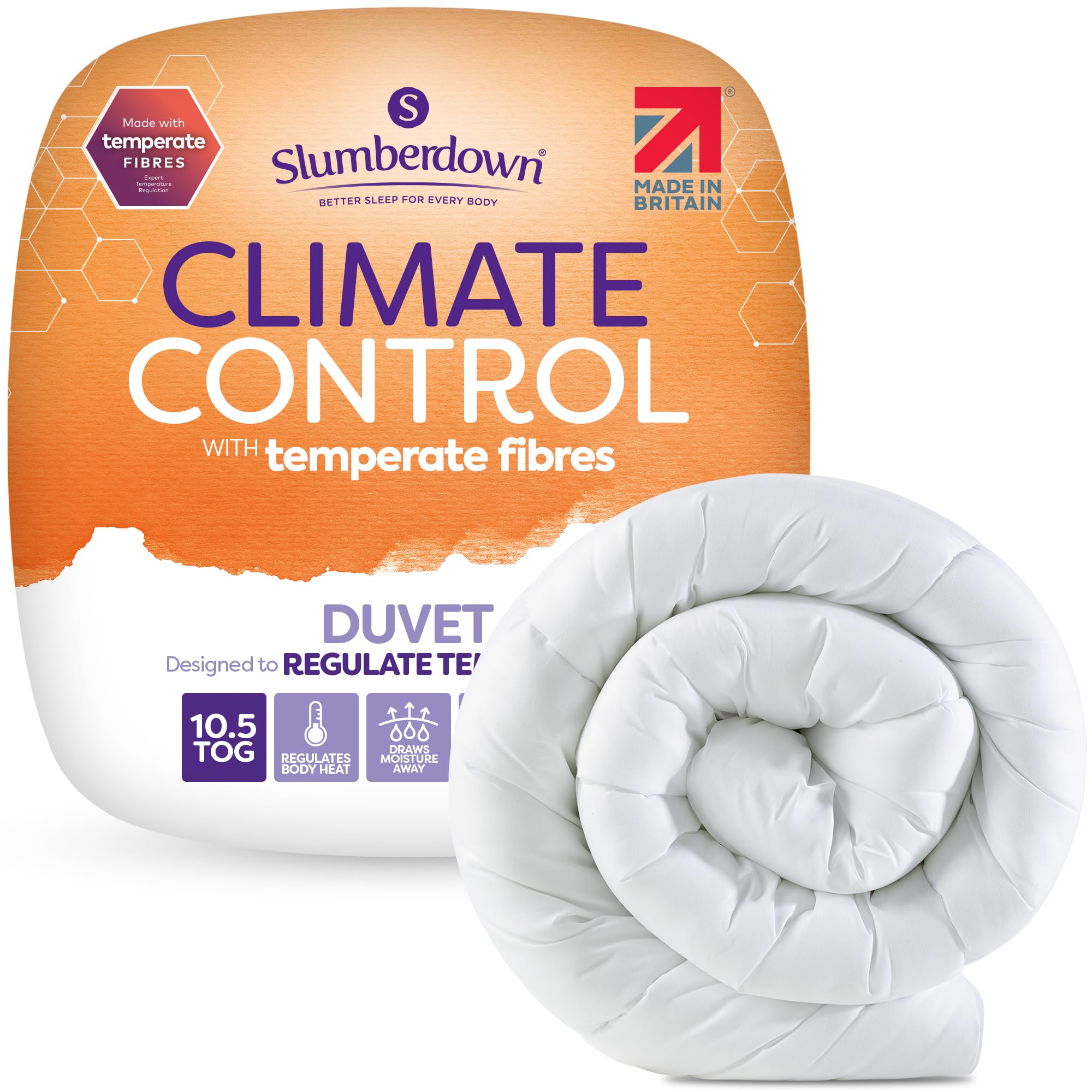 Slumberdown Climate Control Double Duvet 10.5 Tog - Climate-Adaptive All-Year Round Double Quilt for Summer, Autumn & Winter | UK Made, Non-Allergenic, Washable (200 x 200cm)
