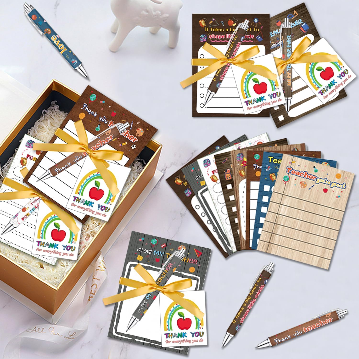 16 Set Teacher Appreciation Gifts - 16 Teacher Pens16 Sticky Notepads 16 Ribbons 16 Thank You Cards 1 Gift Box, Motivational Sticky Notes Inspirational Pens Gift for Office Supplies - Image 7