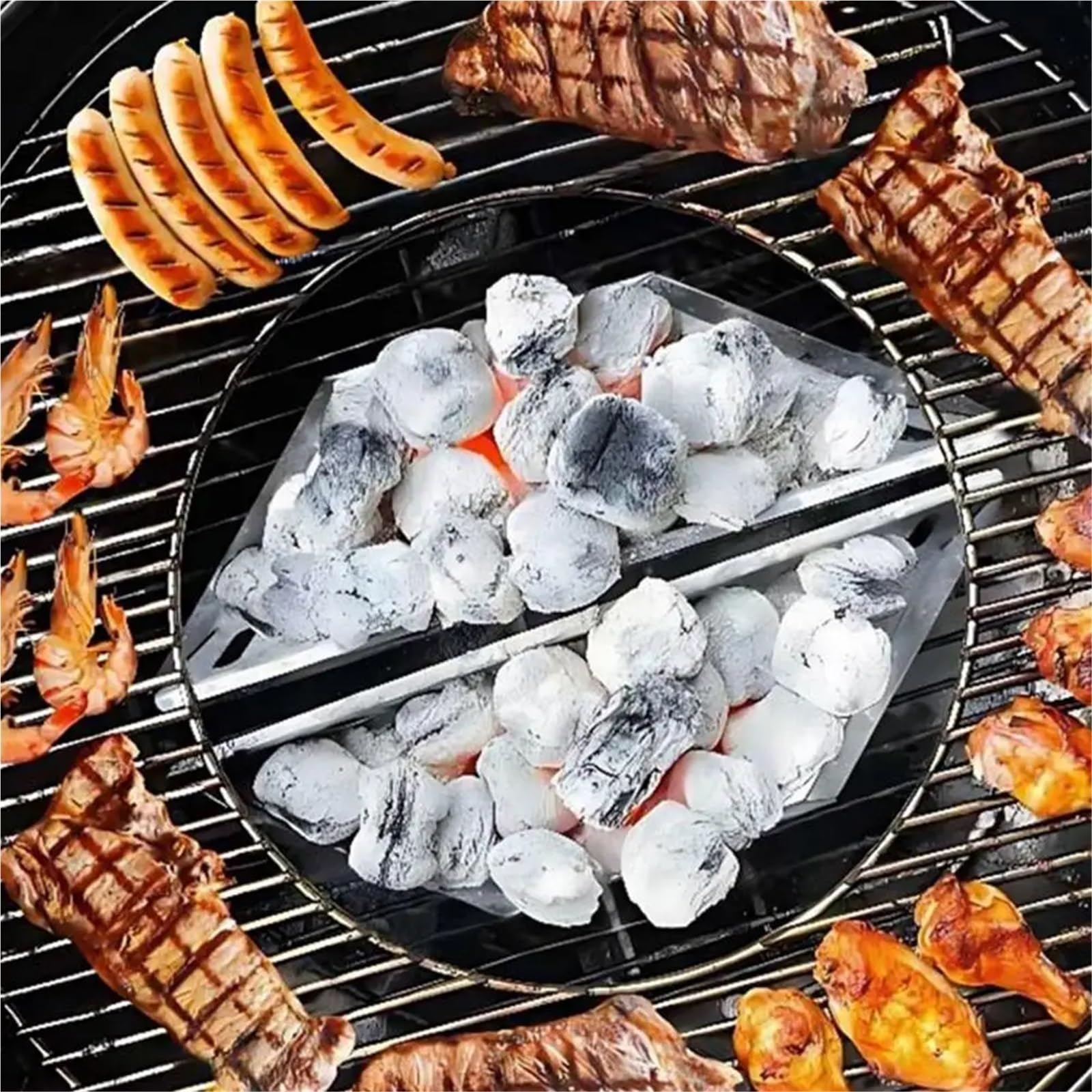 Soporte de Cesta carbón Acero Inoxidable for Asar, cestas briquetas Carbono contorneadas, Accesorios Barbacoa Calor equilibrado for Exteriores, 2 uds para Cocina(Thick 6mm)