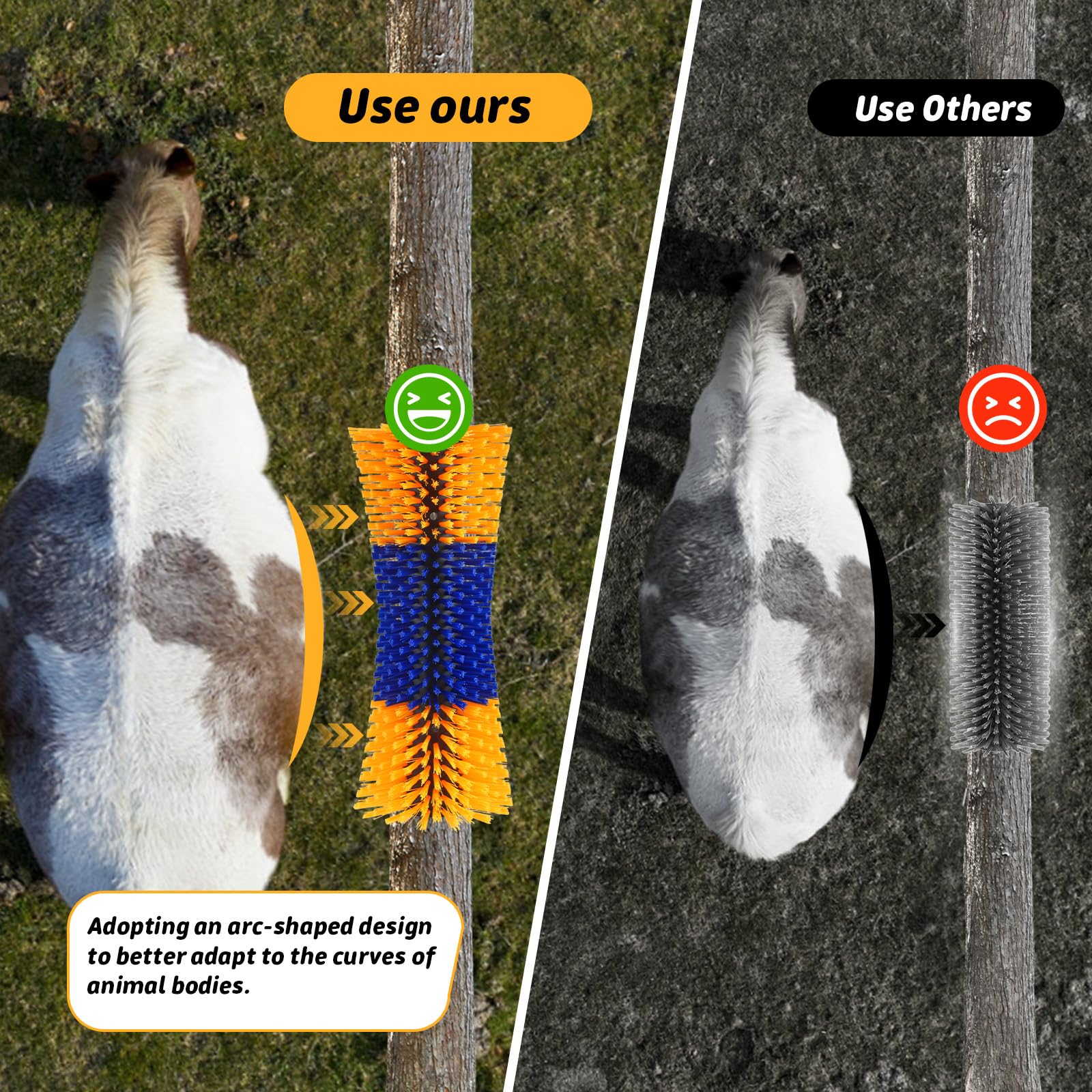 2Pcs Cepillo Rascador Caballo, Cepillo para Vacas, Diseño curvo que se adapta a la forma del cuerpo de vacas y caballos, Cepillo de Masaje para Aliviar la Picazón en Mascotas como Vacas y Ovejas