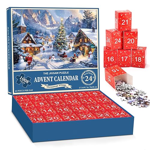 Advent Calendar 2024 Jigsaw Puzzles-70 x 50 cm-1008 pieces puzzles,Advent Calendar Jigsaw Puzzles for adults and children,Christmas Puzzles gift for boys,girls(A-CZ)